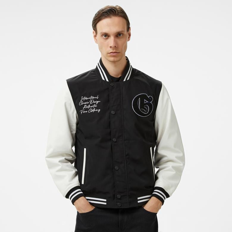 Guess Versity Bomber Poly Twill 215 Erkek Siyah Ceket