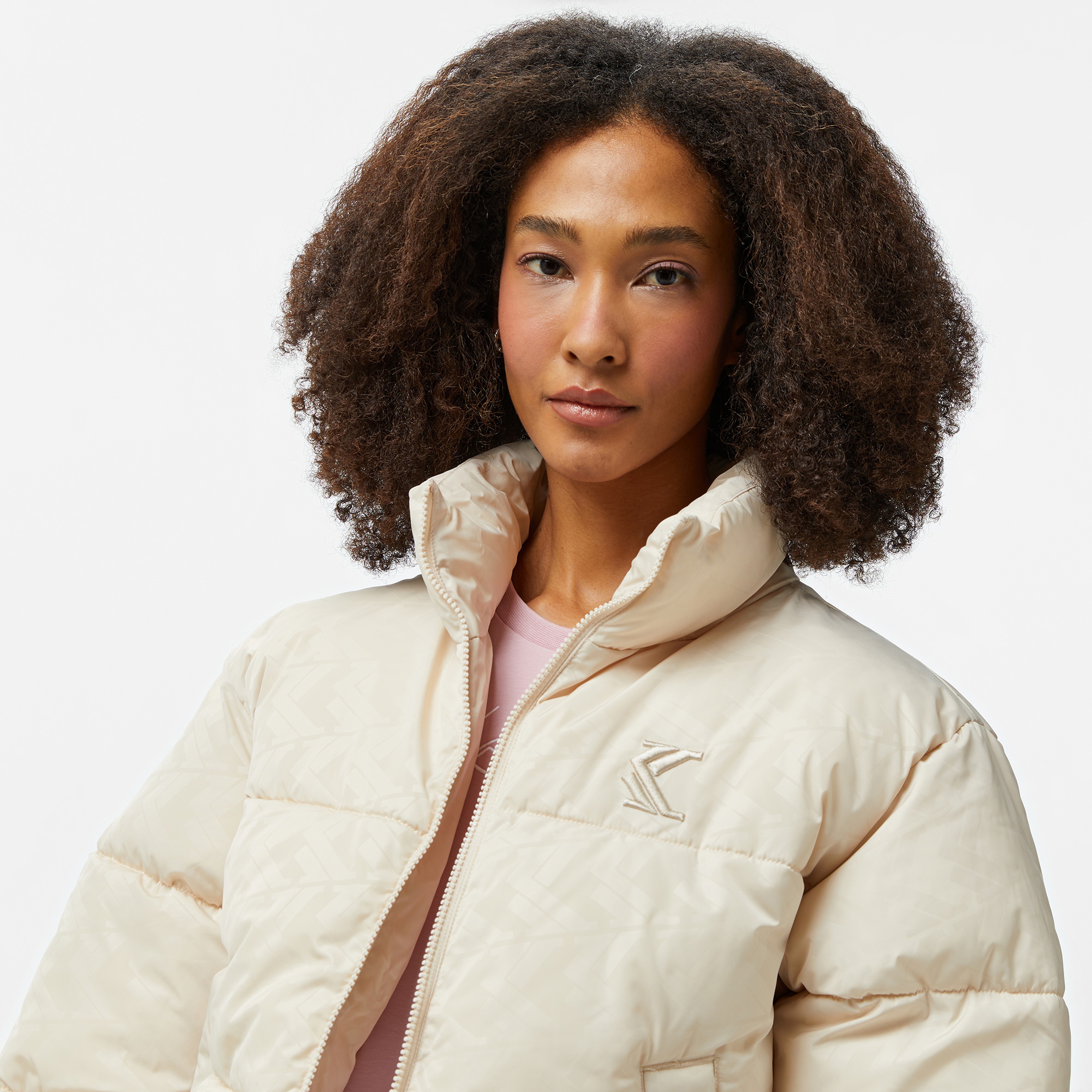 Karl Kani Og Aop Crop Puffer Kadın Bej Ceket