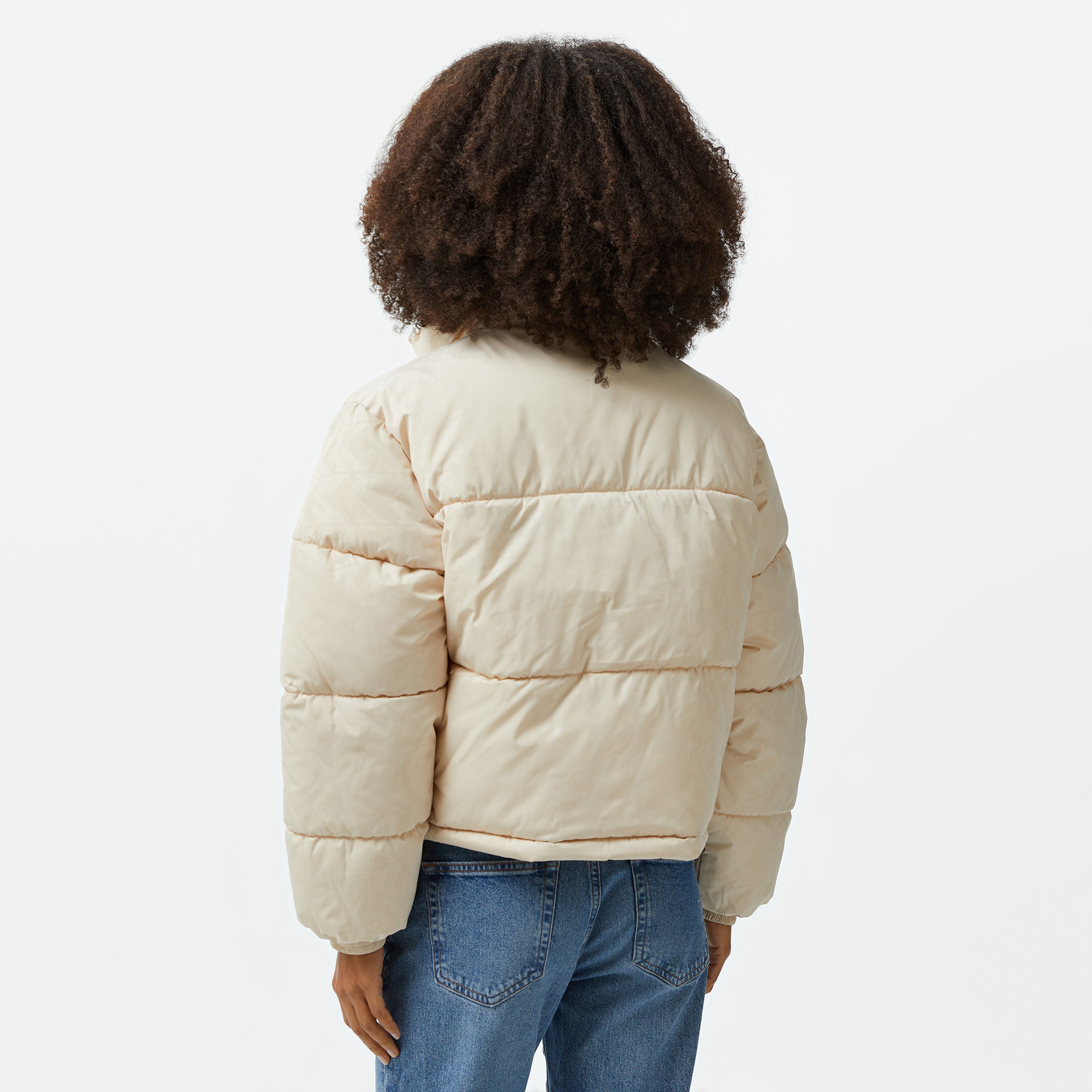 Karl Kani Og Aop Crop Puffer Kadın Bej Ceket