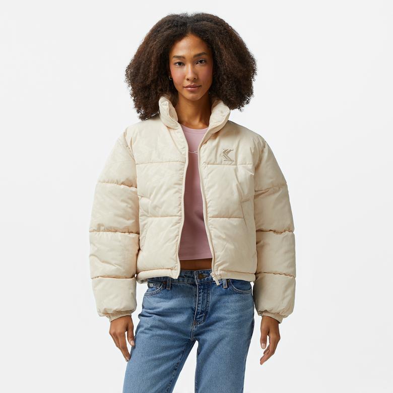 Karl Kani Og Aop Crop Puffer Kadın Bej Ceket