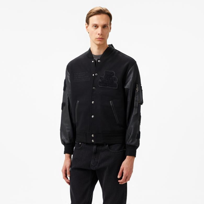 Alpha Industries Leather Ma-1 Varsity Unisex Siyah Ceket