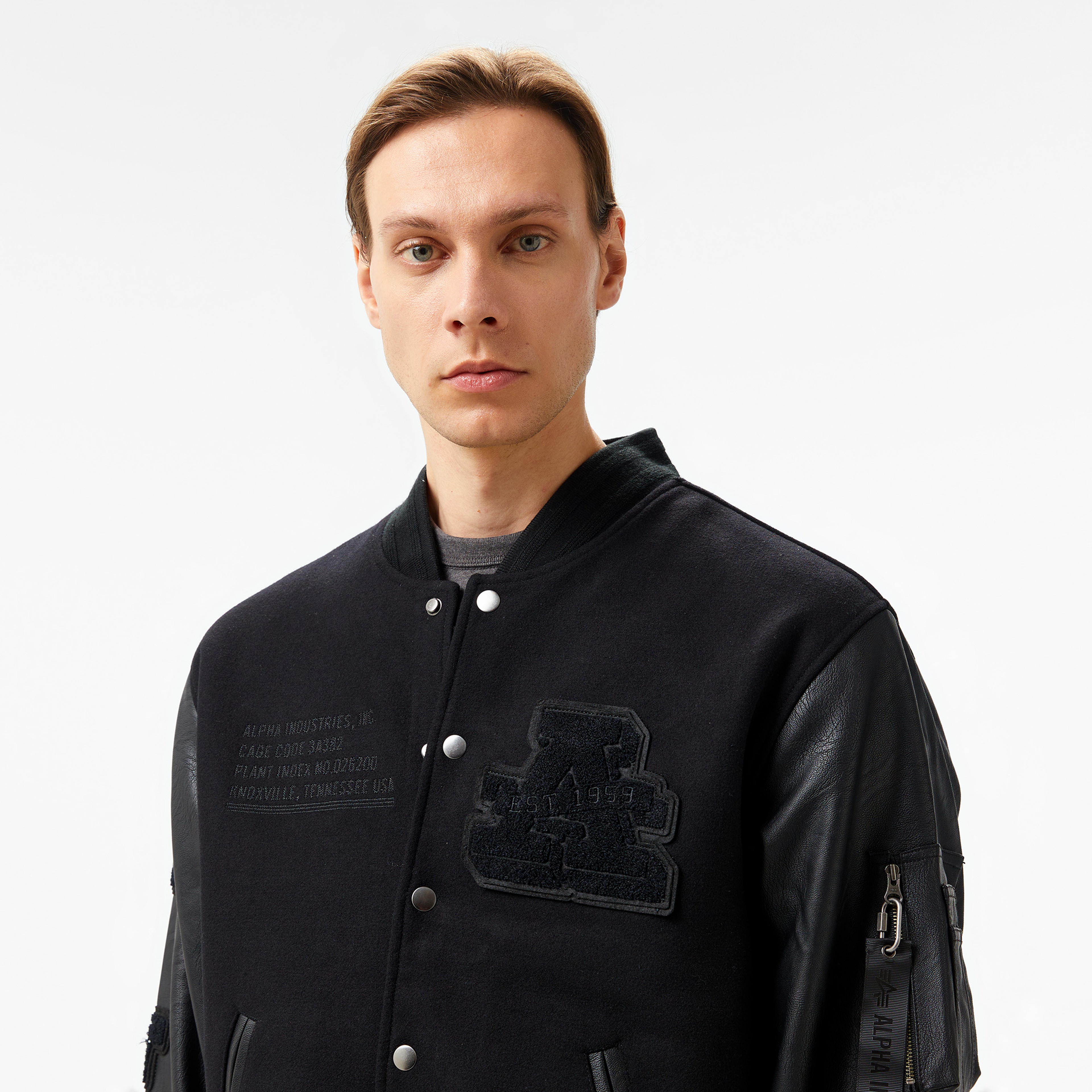 Alpha Industries Leather Ma-1 Varsity Unisex Siyah Ceket