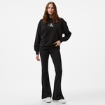 Calvin Klein Jeans Textured Monologo Crewneck Kadın Siyah Sweatshirt