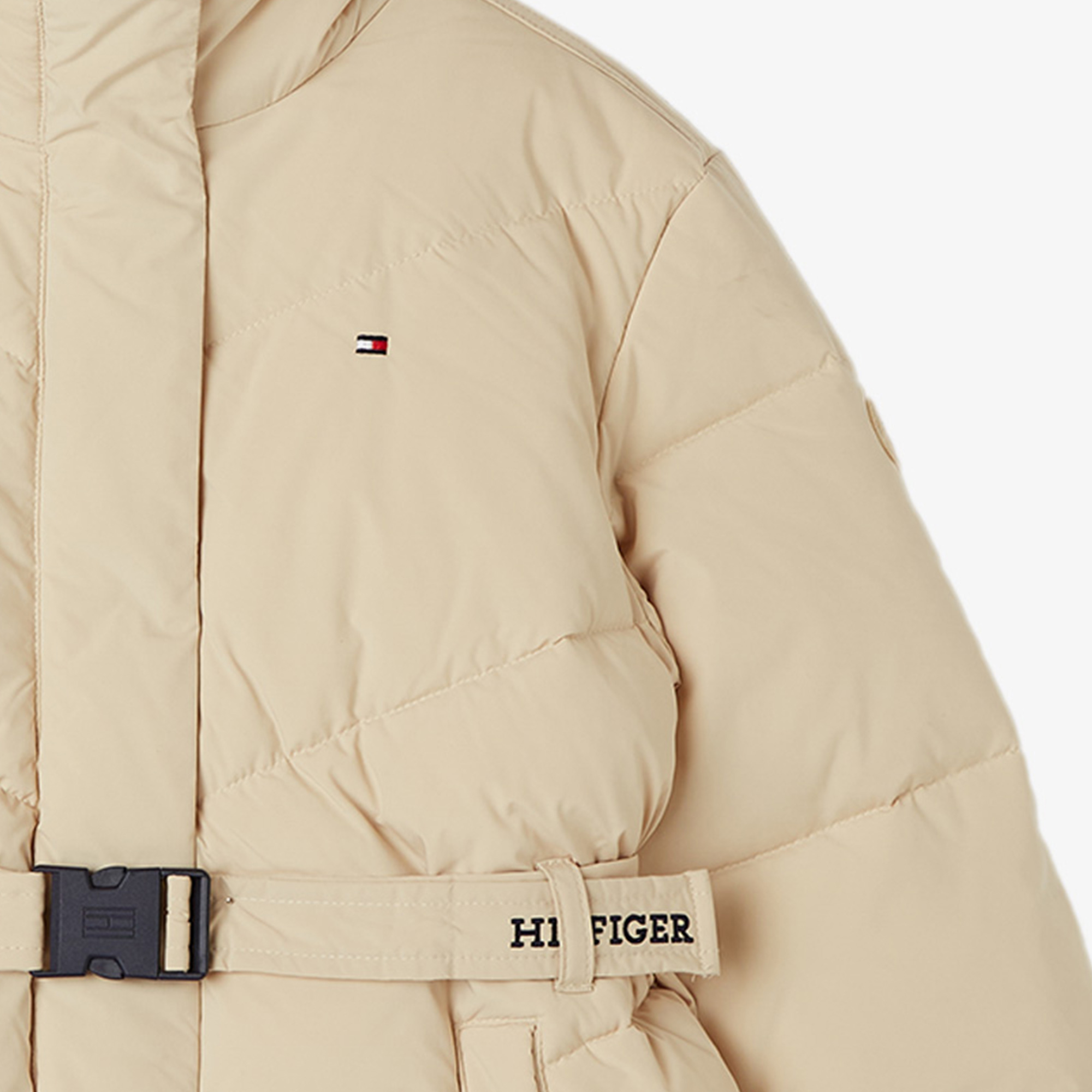 Tommy Hilfiger Teddy Collar Mıd Lenght Puffer Çocuk Bej Ceket