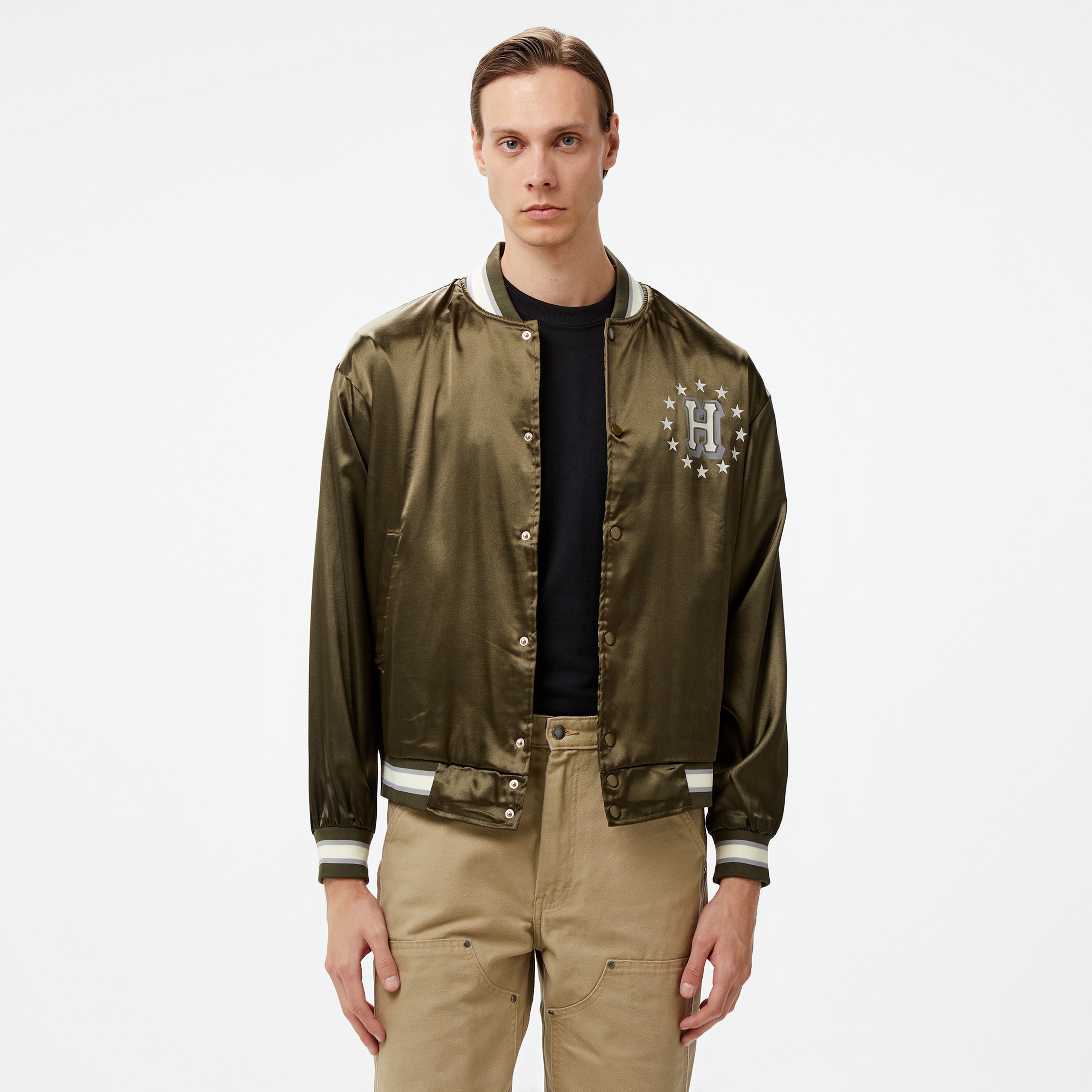 HUF Galactic Stack Baseball Erkek Yeşil Ceket