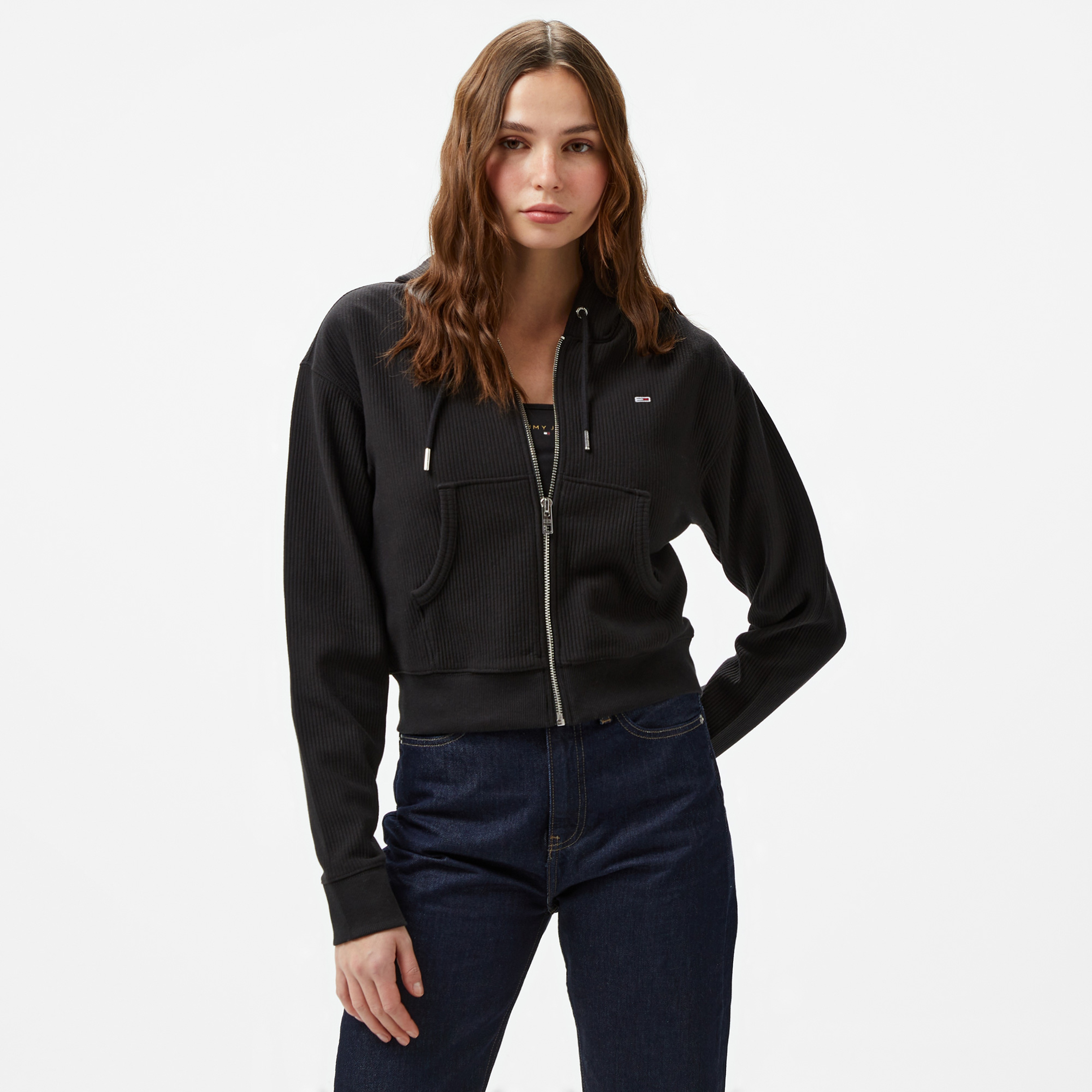 Tommy Hilfiger Jeans Ottoman Kadın Siyah Hoodie