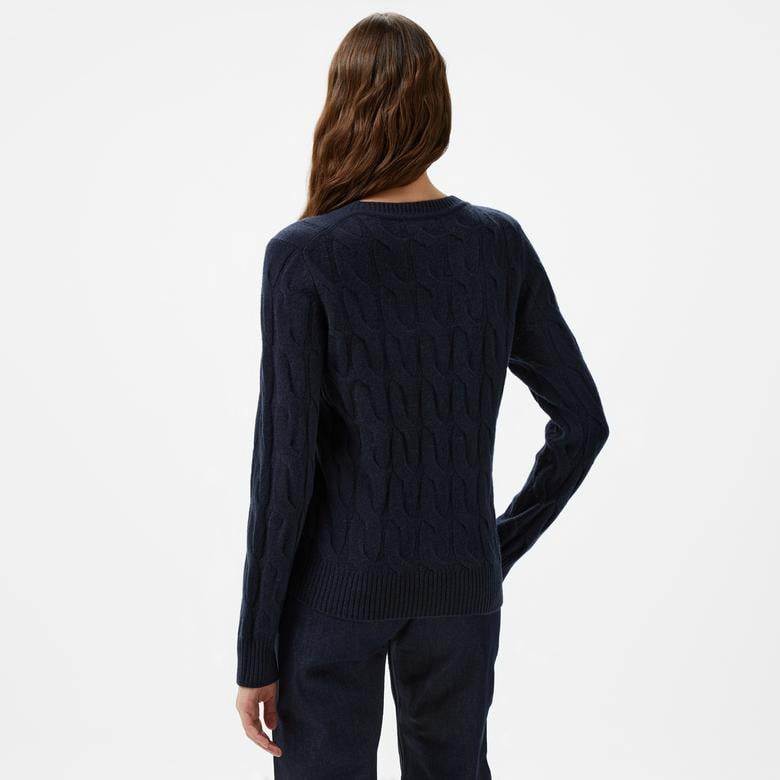 Tommy Hilfiger Soft Wool Cable Kadın Mavi Kazak