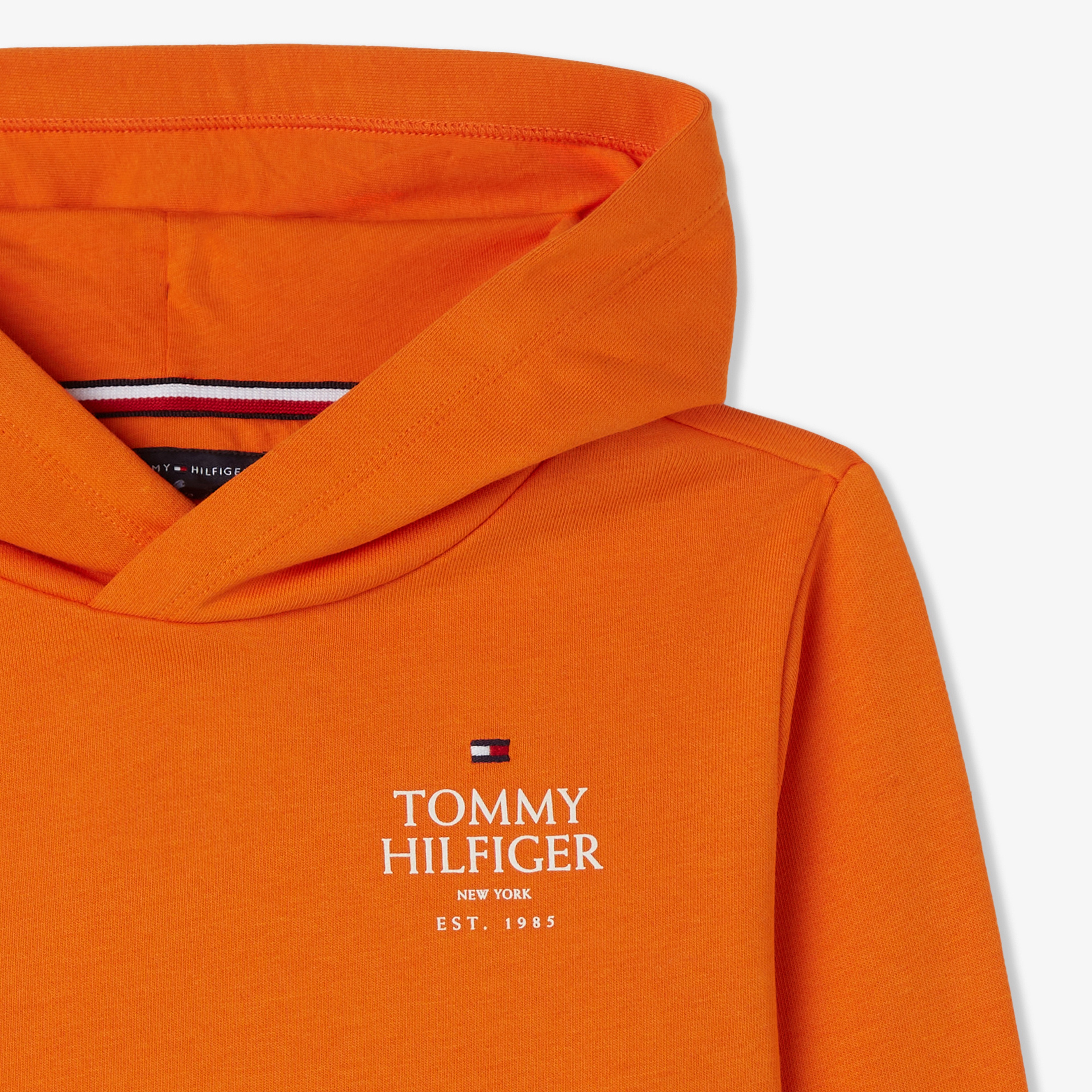 Tommy Hilfiger Logo Puff Print Çocuk Turuncu Hoodie