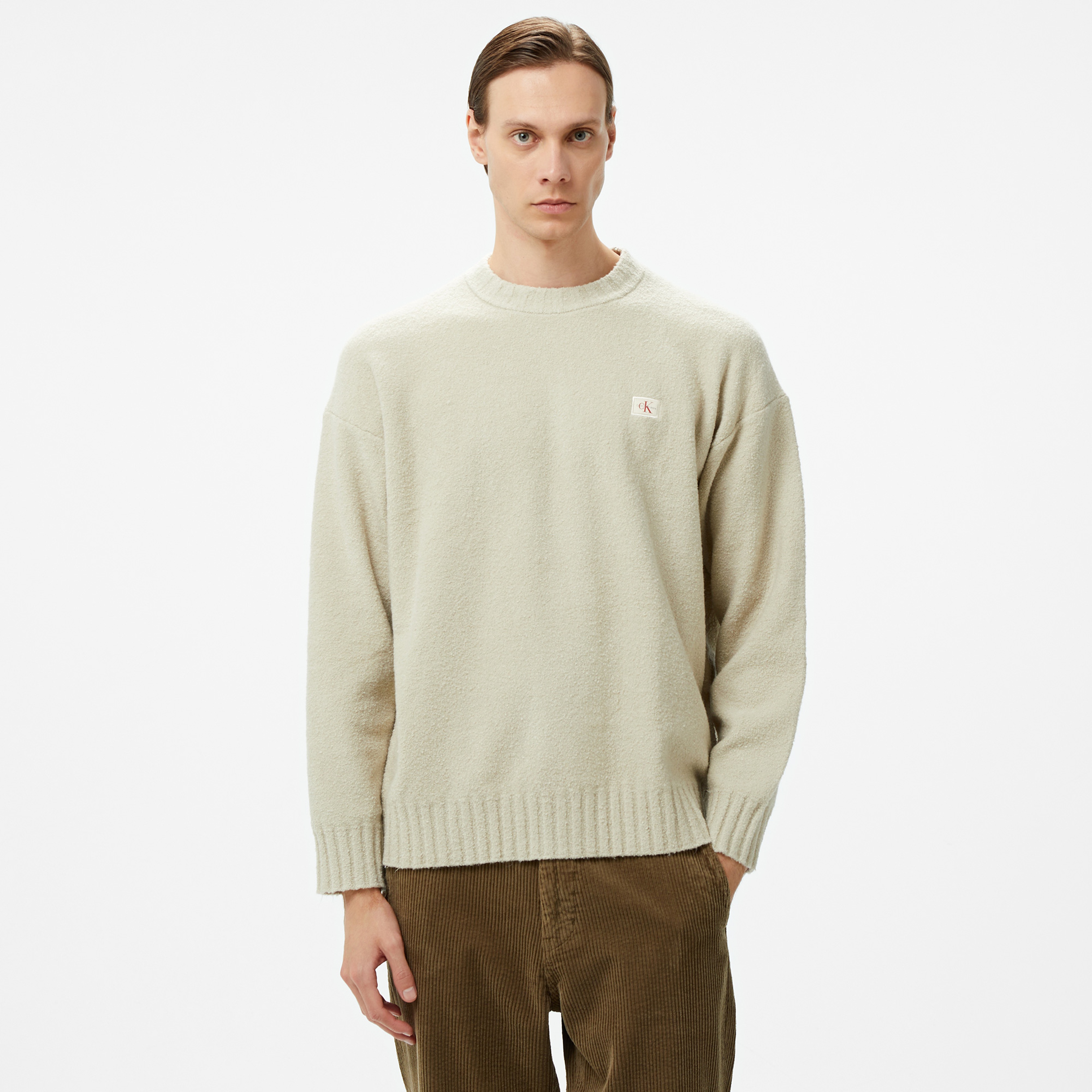 Calvin Klein Jeans Boucle Boxy Erkek Bej Kazak