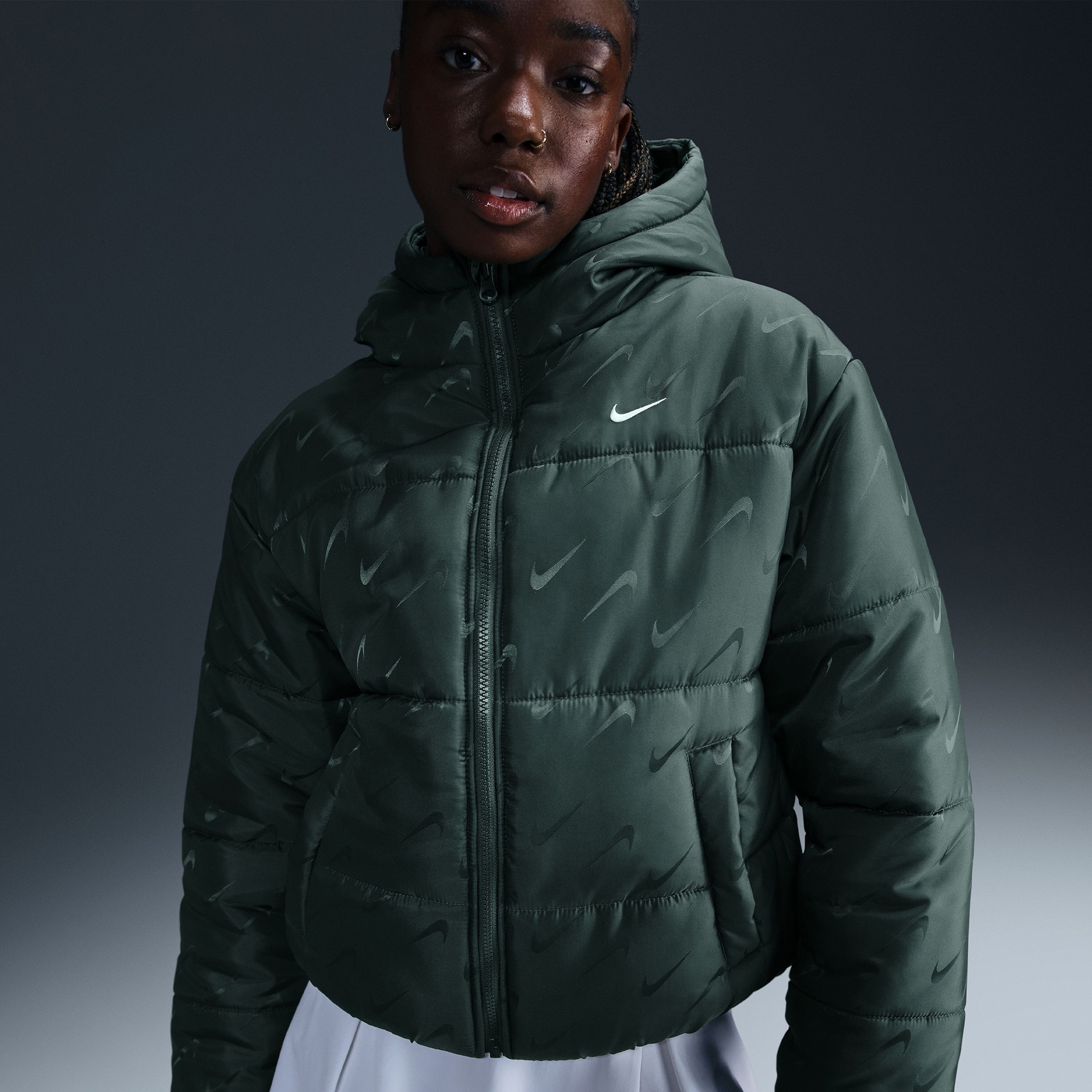 Nike Sportswear Classic Kadın Yeşil Mont
