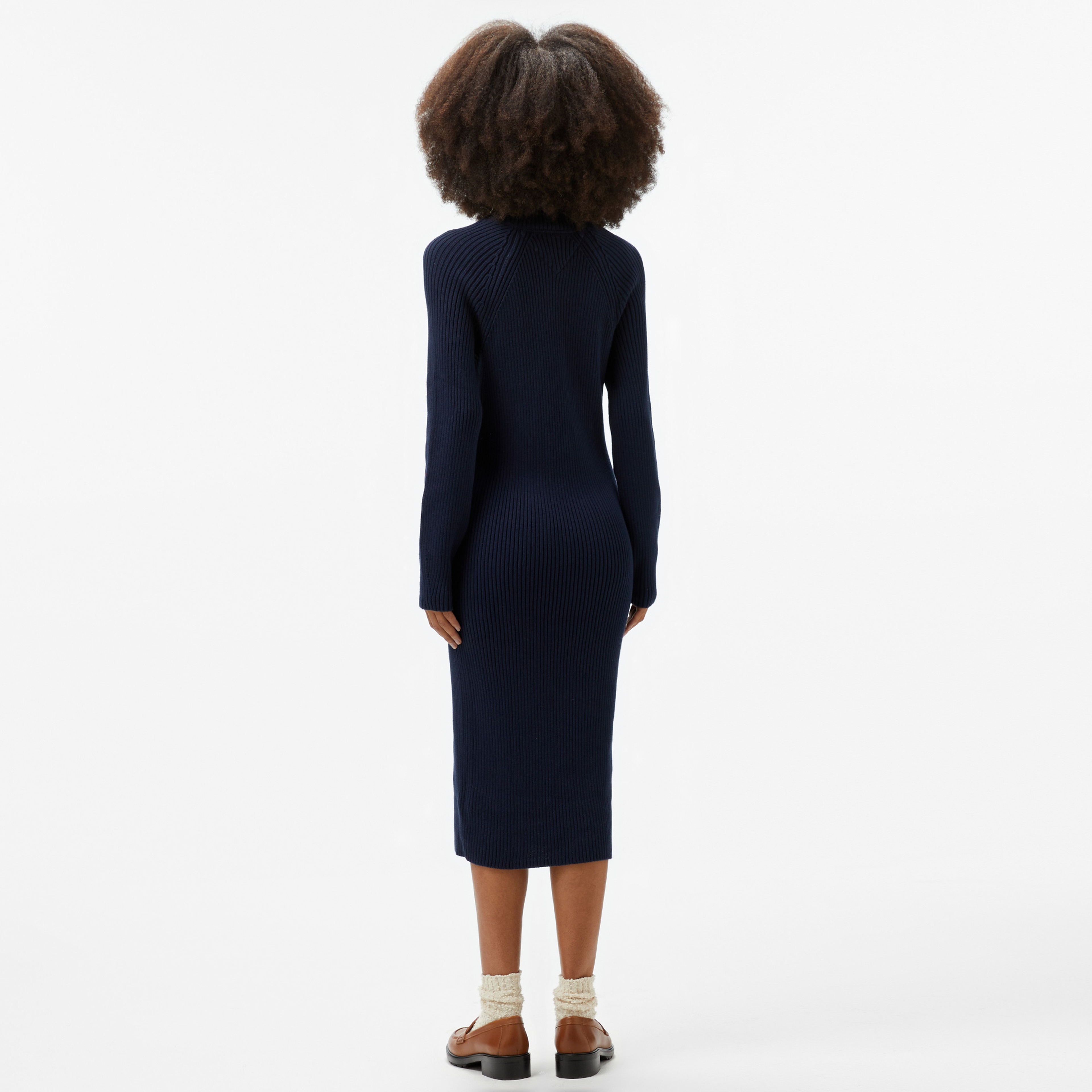 Tommy Hilfiger Jeans Mockneck Badge Kadın Lacivert Elbise