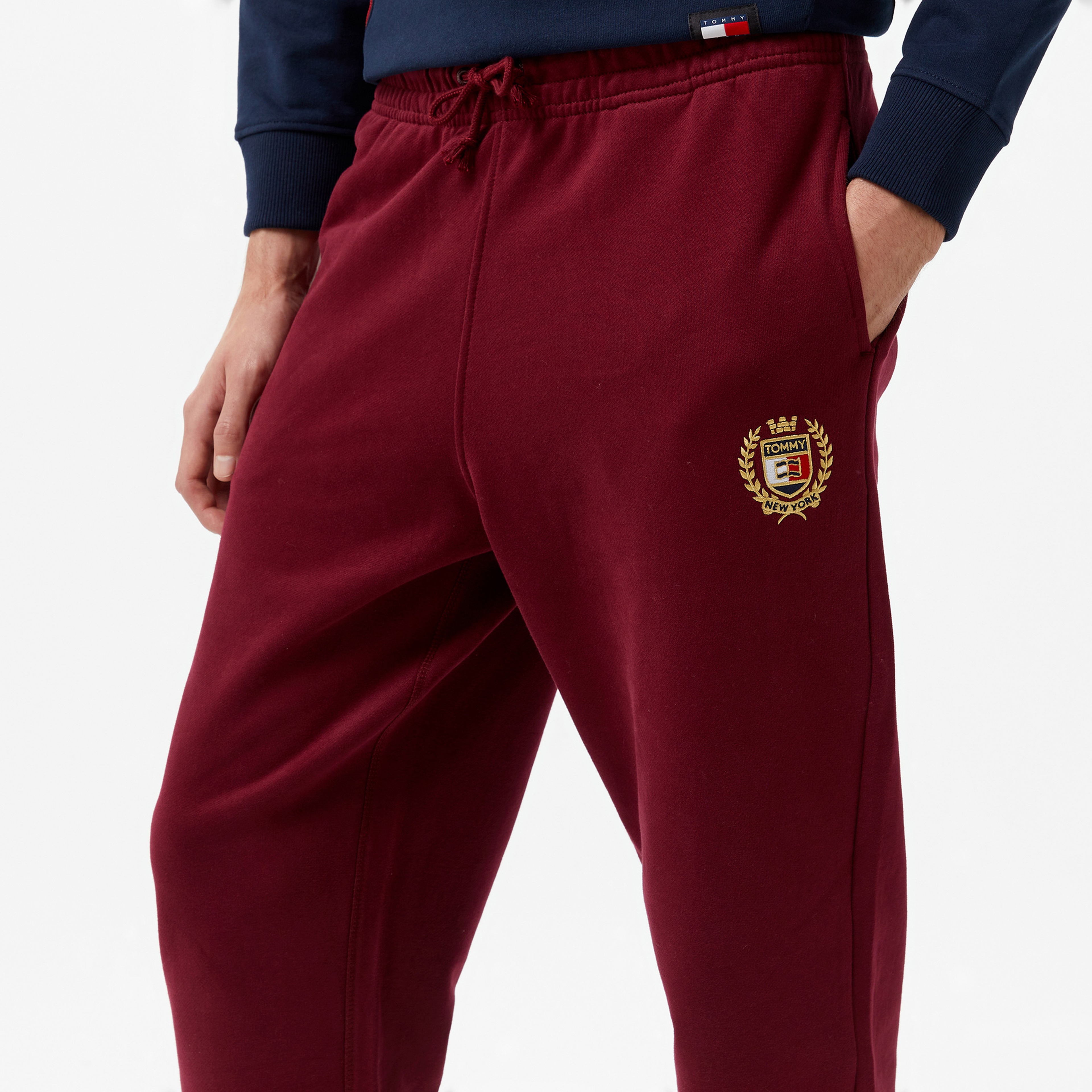 Tommy Hilfiger Jeans Crest Erkek Bordo Eşofman Altı