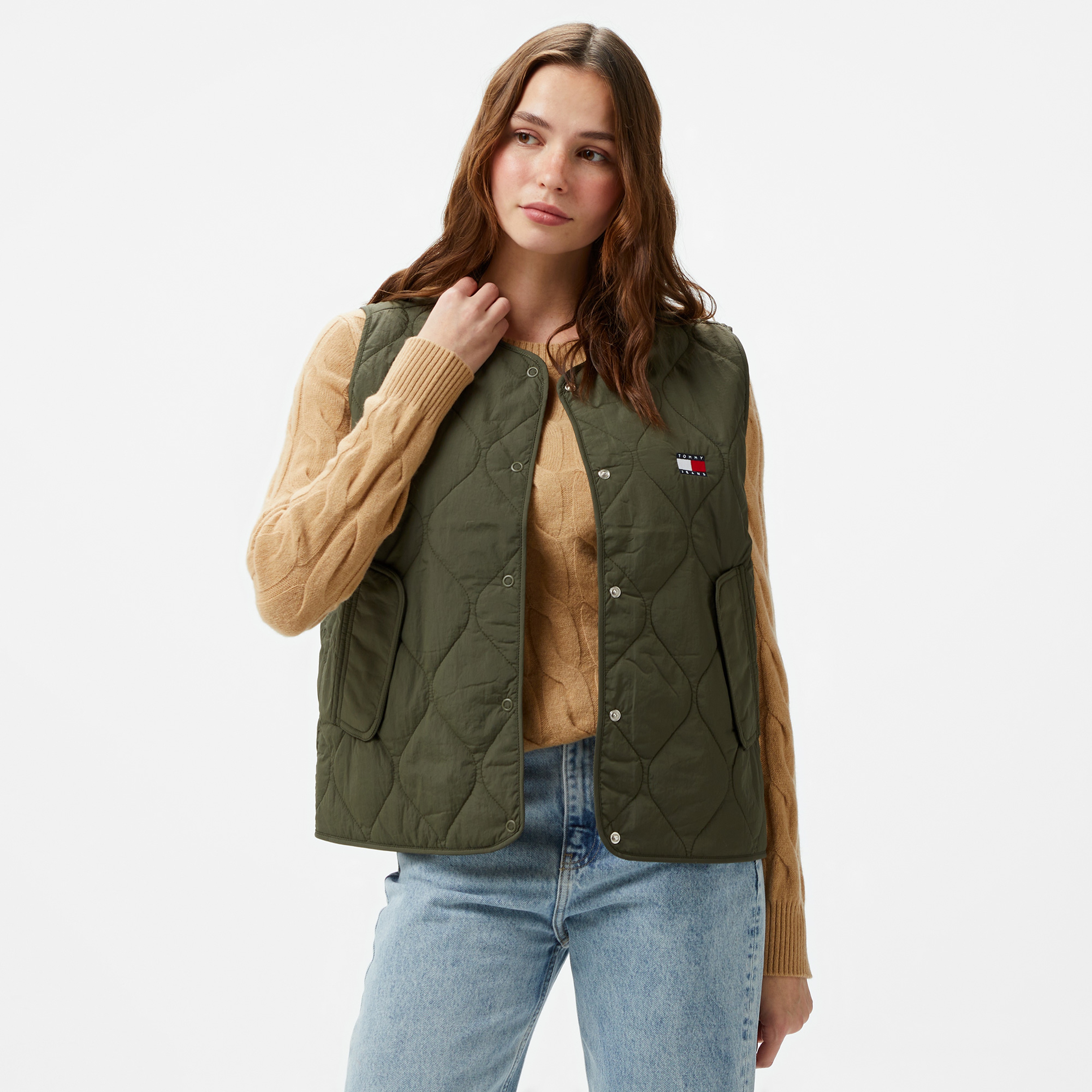 Tommy Hilfiger Jeans Onion Quilt Kadın Yeşil Yelek