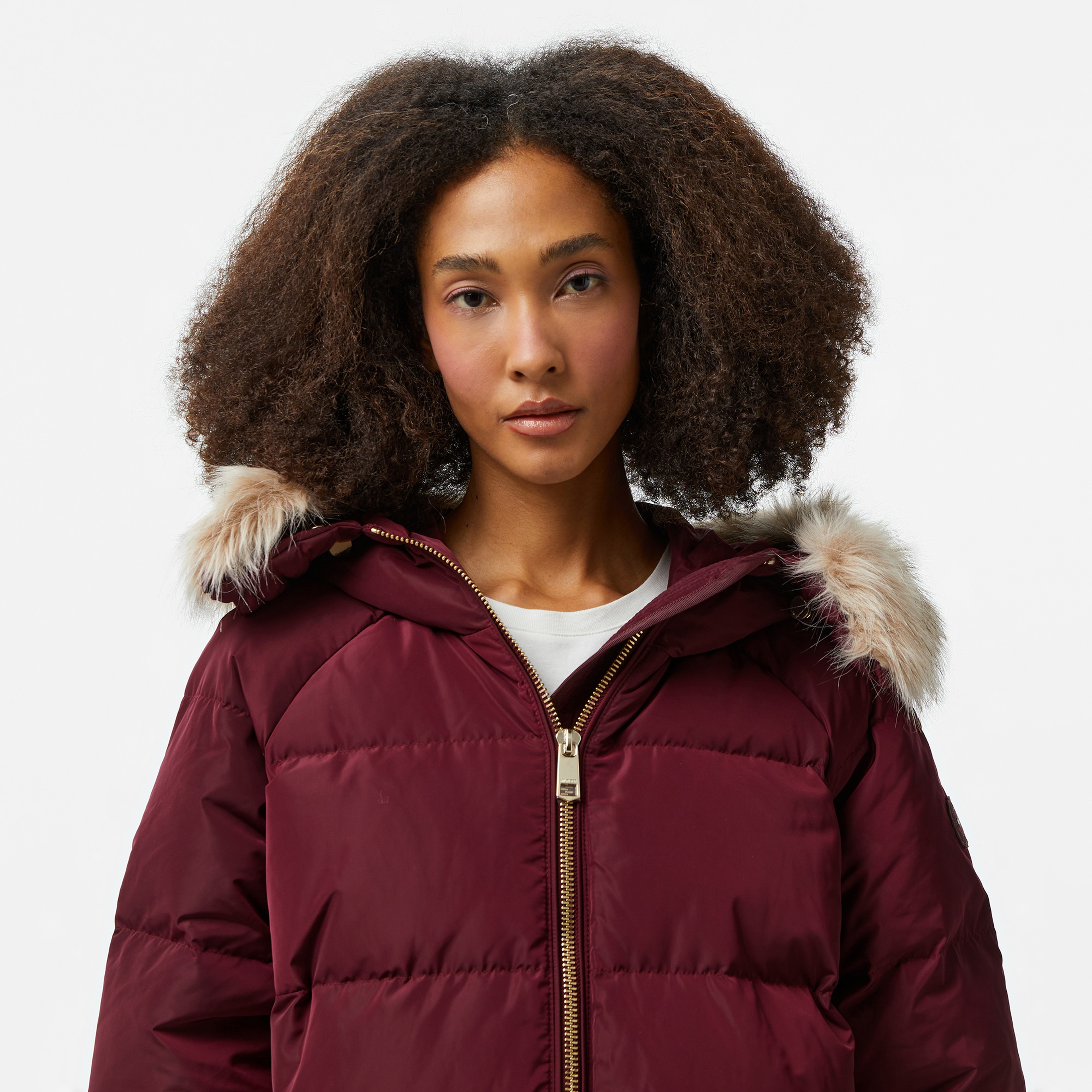 Tommy Hilfiger Mw Down Reg Coat With Fur Kadın Bordo Mont
