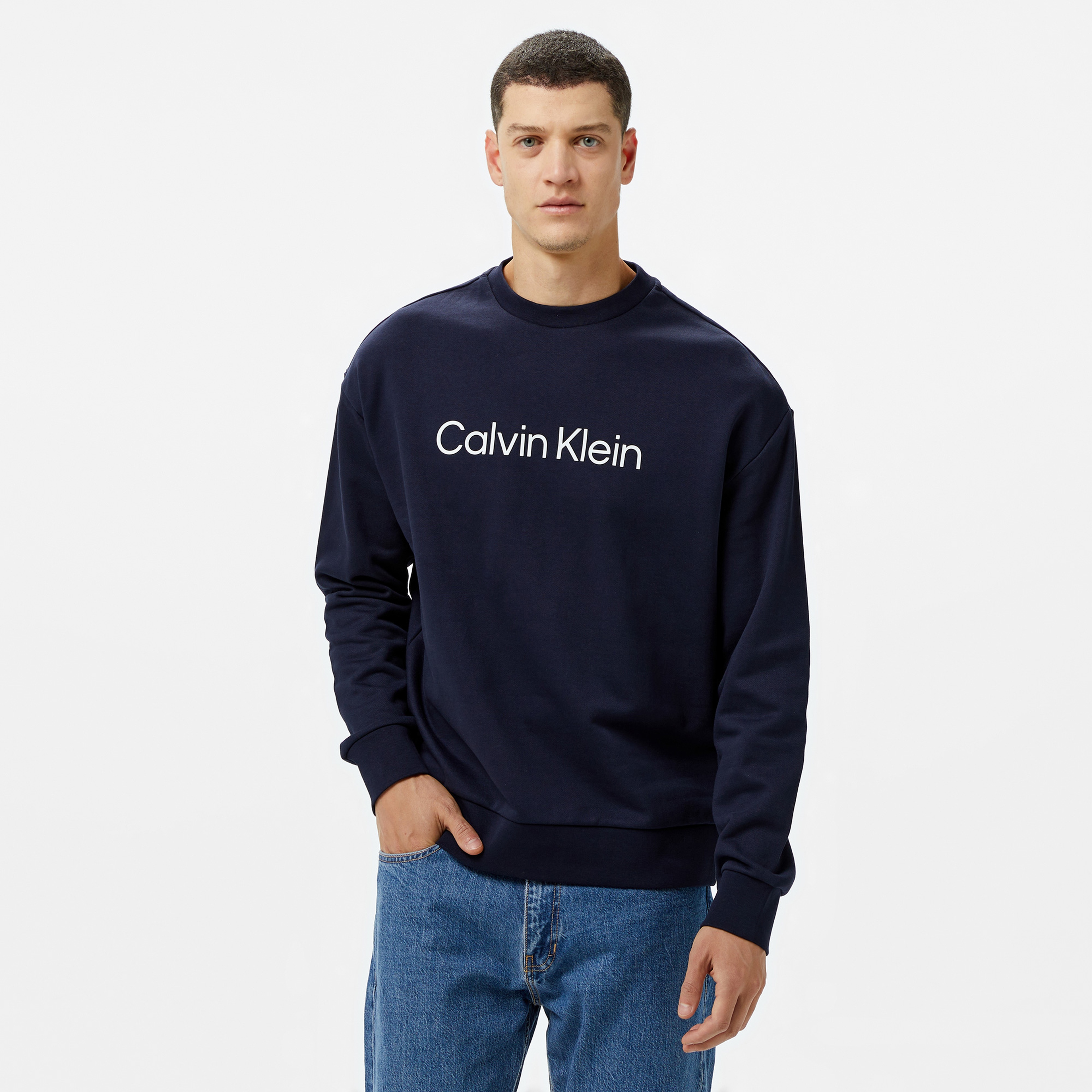 Calvin Klein Hero Logo Comfort Erkek Lacivert Sweatshirt