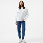 Calvin Klein Jeans Textured Monologo Crewneck Kadın Beyaz Sweatshirt