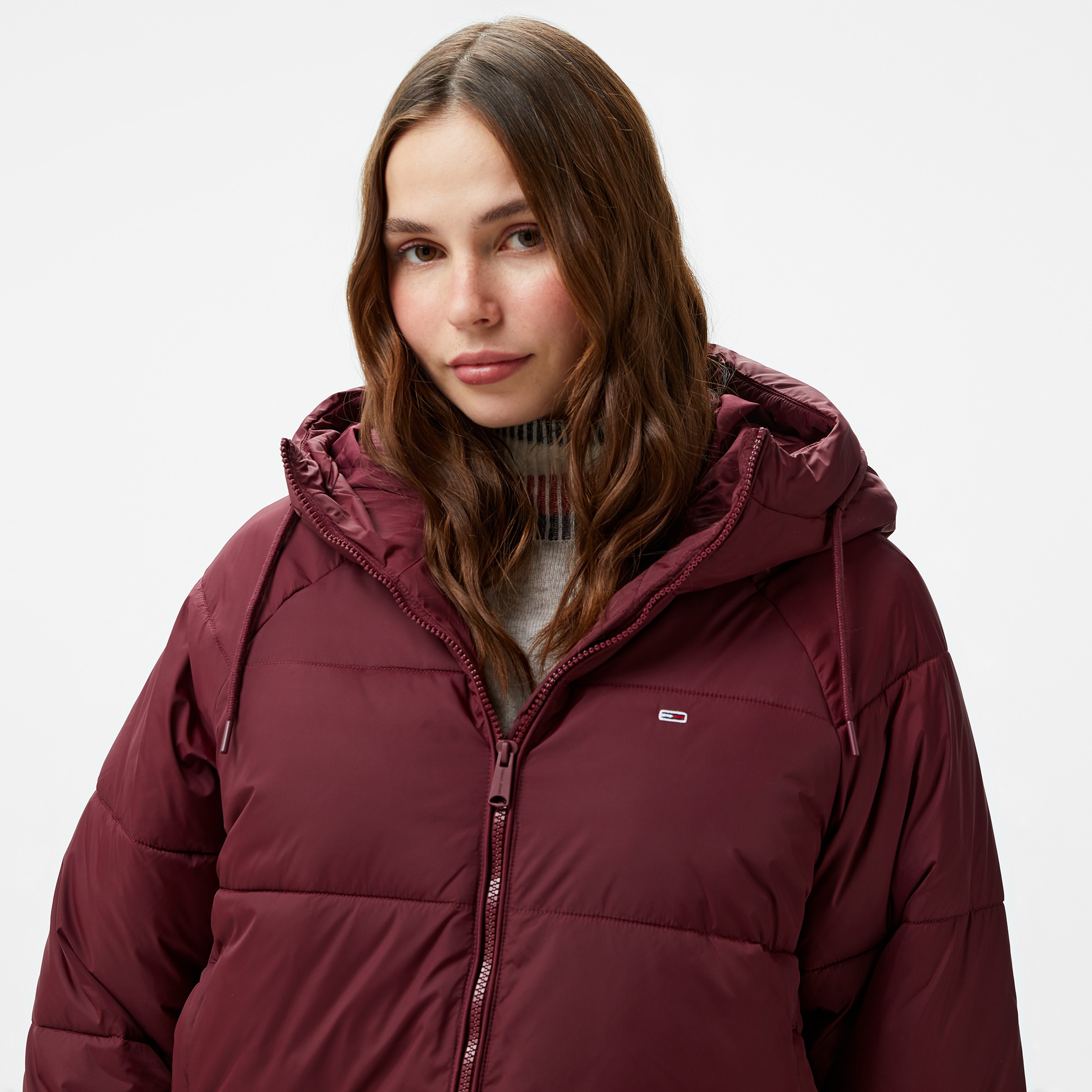 Tommy Hilfiger Jeans Vail Puffer Kadın Bordo Ceket