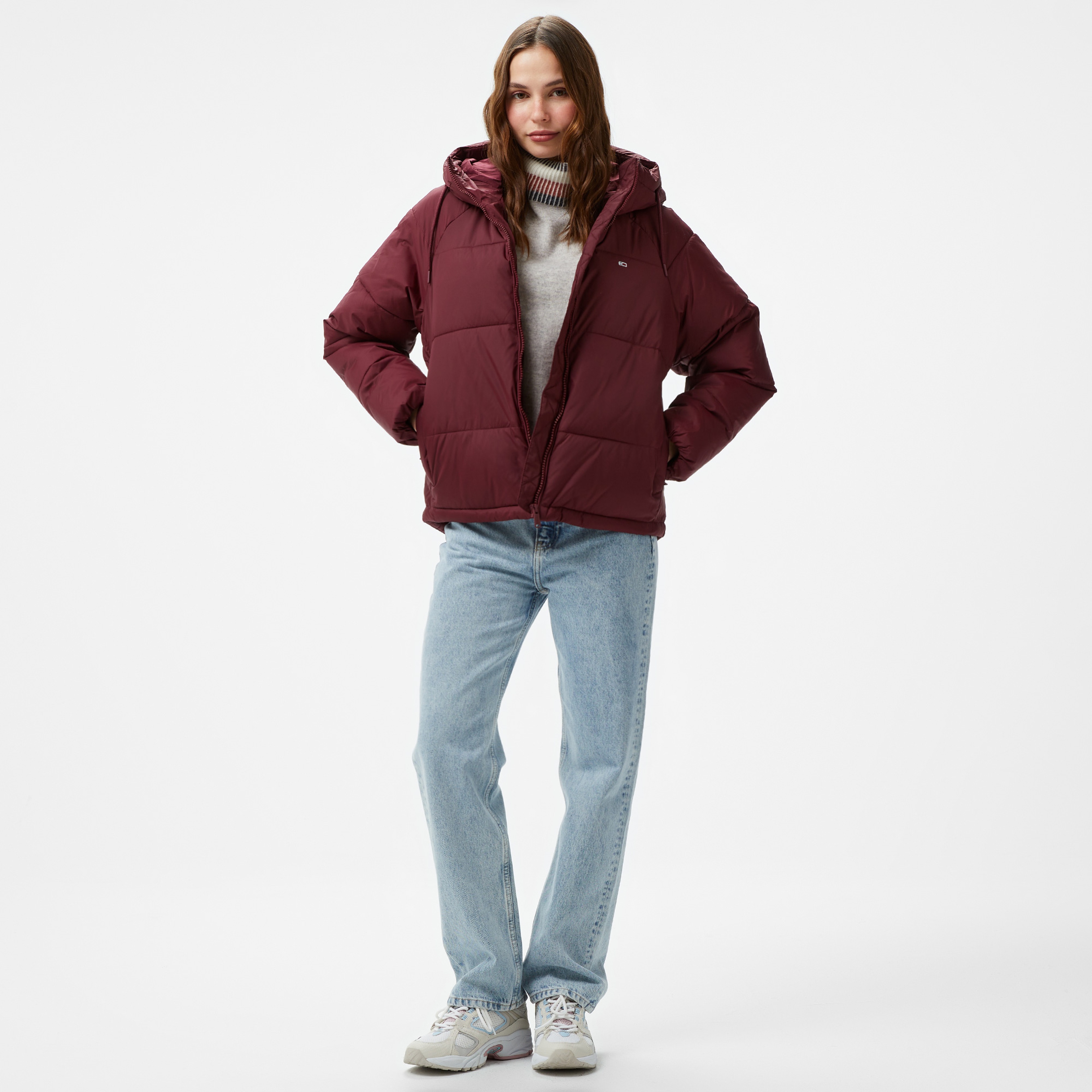 Tommy Hilfiger Jeans Vail Puffer Kadın Bordo Ceket