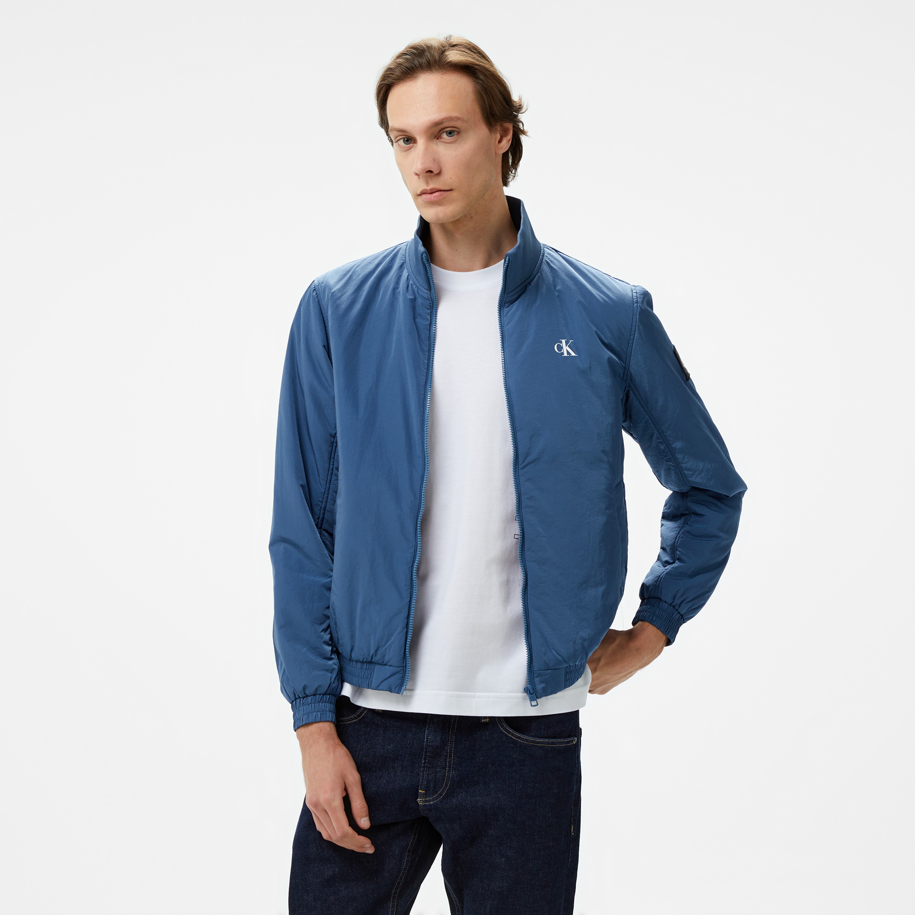 Calvin Klein Jeans Padded Harrington Erkek Mavi Ceket