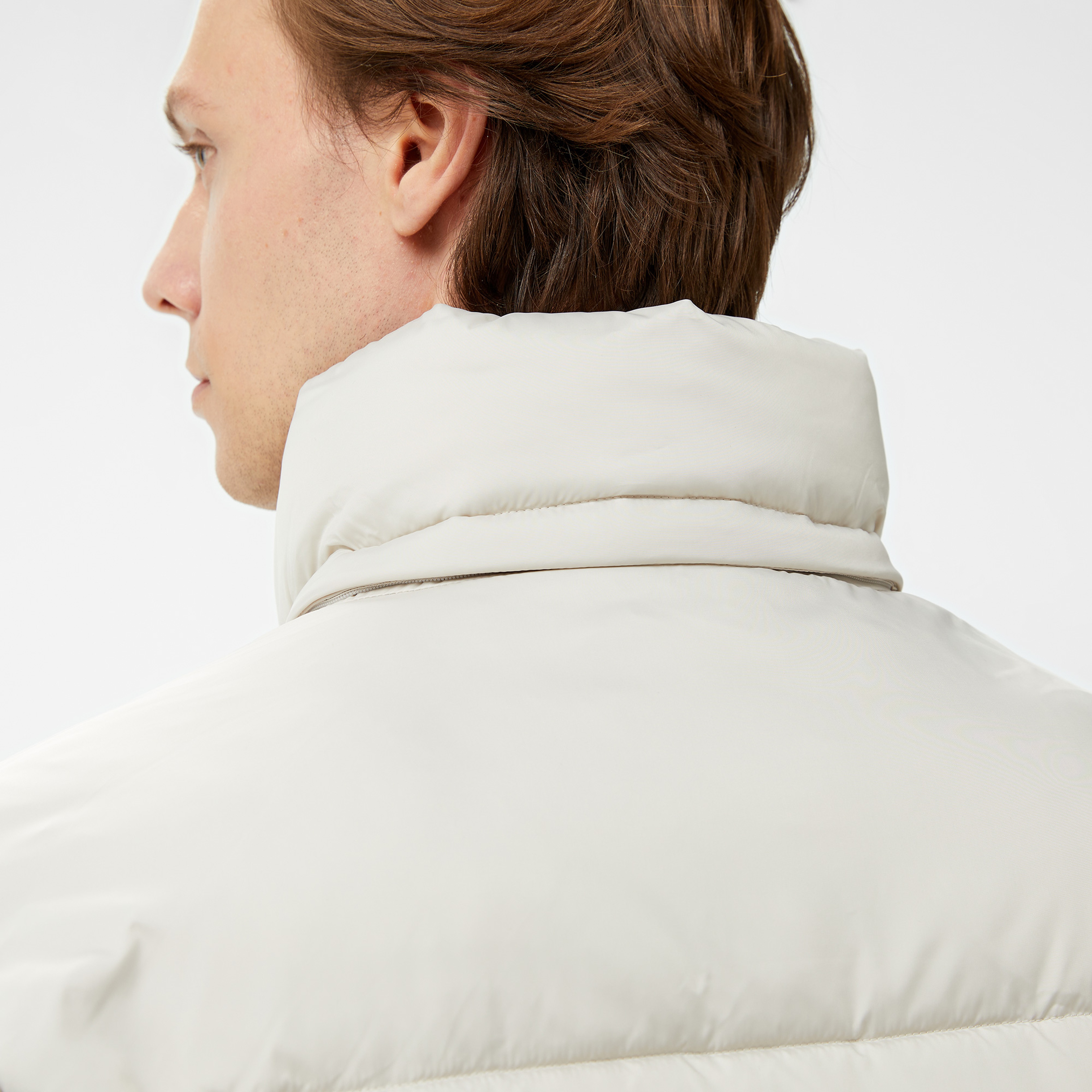 Calvin Klein Hooded Quilt Puffer Erkek Bej Ceket