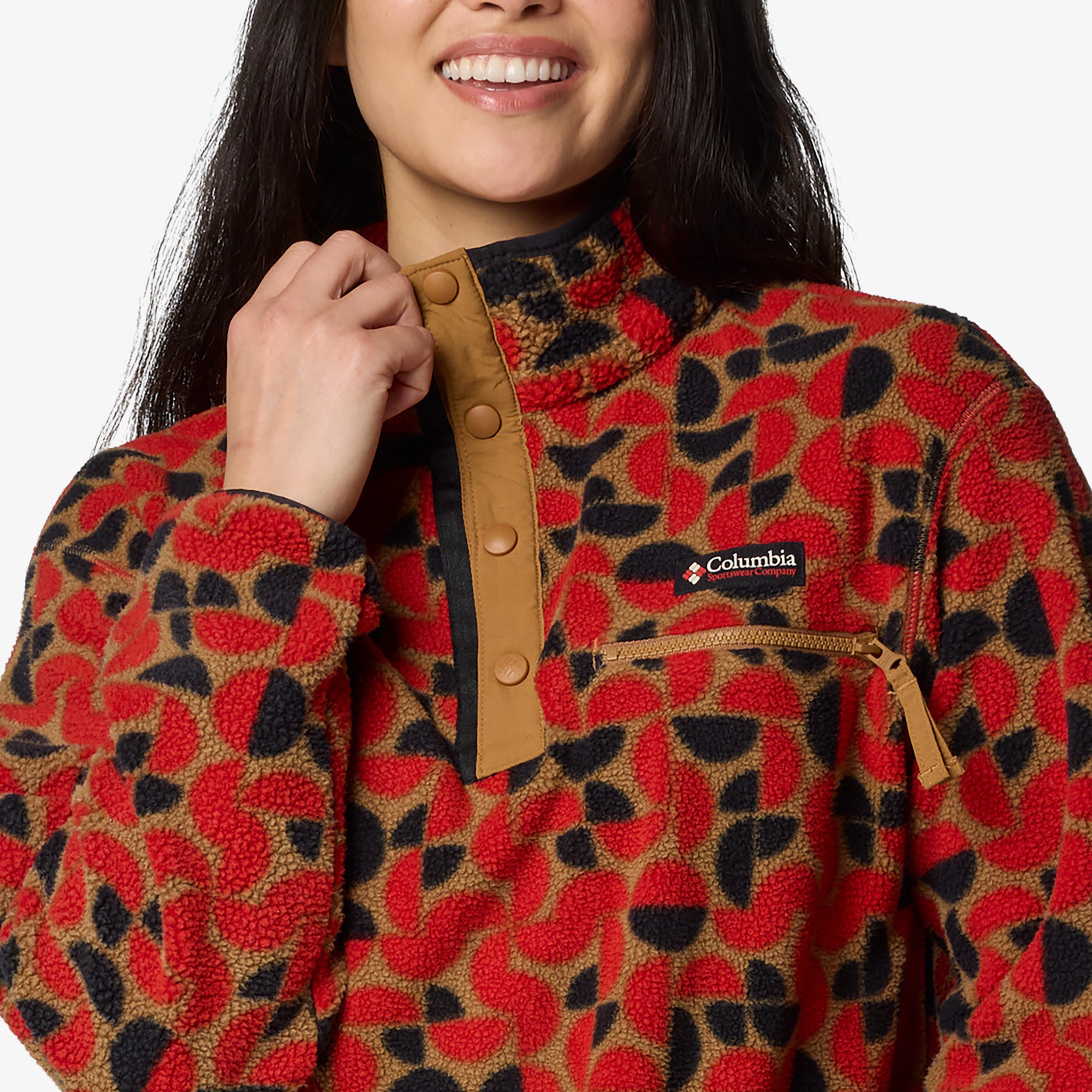 Columbia Helvetia Iı Printed Cropped Half Snap Kadın Kırmızı Polar Üst