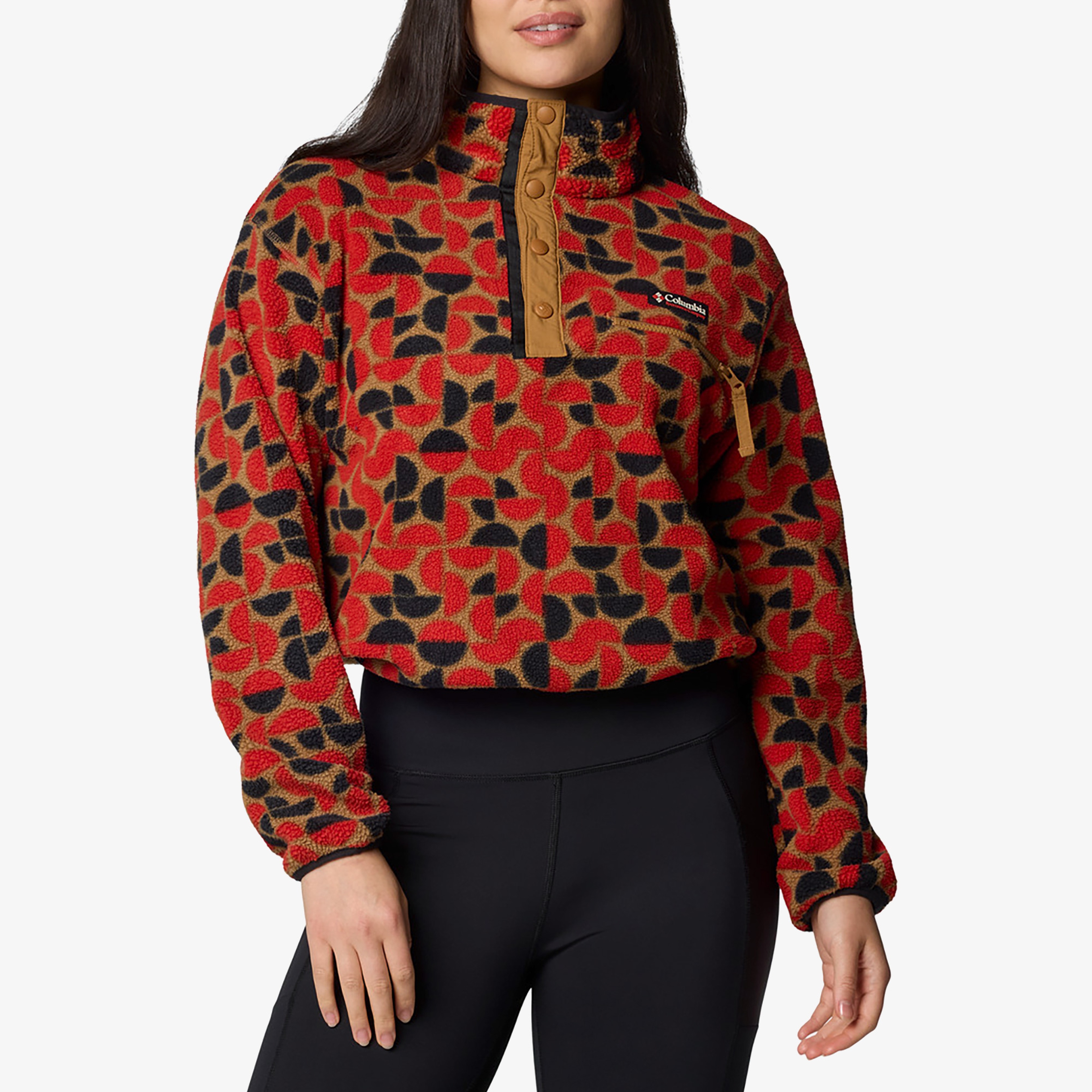 Columbia Helvetia Iı Printed Cropped Half Snap Kadın Kırmızı Polar Üst