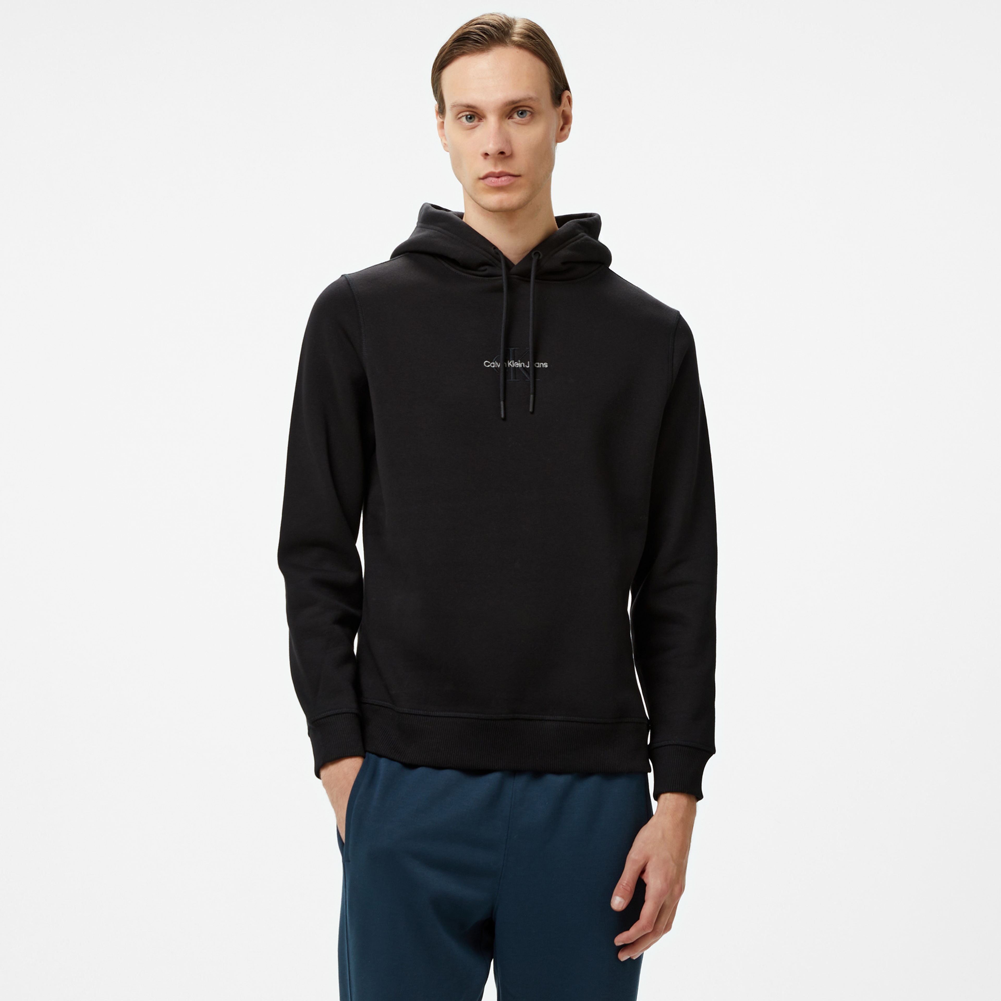Calvin Klein Jeans Monologo Erkek Siyah Hoodie