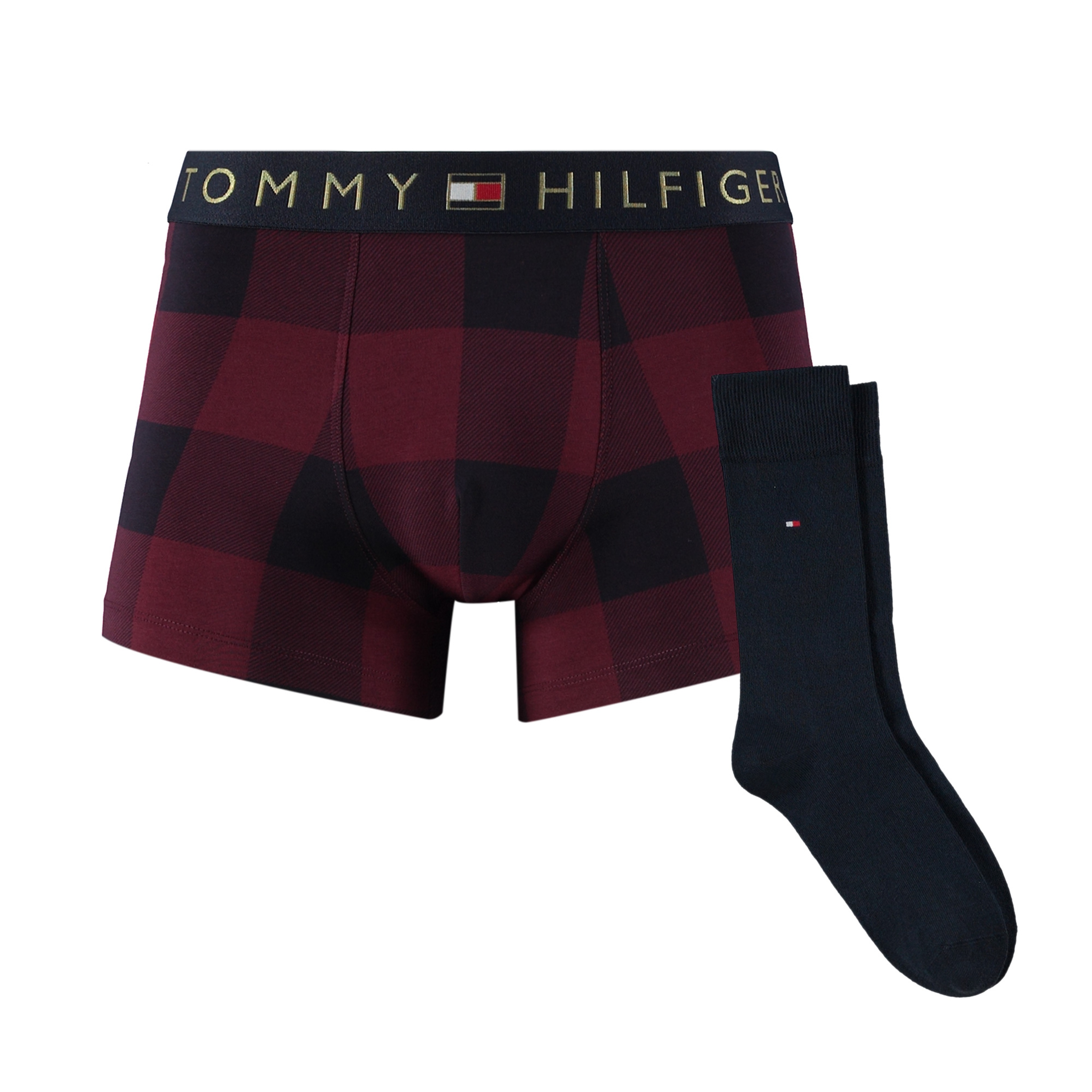 Tommy Hilfiger Trunk Print & Sock Set Gold Erkek Renkli Boxer
