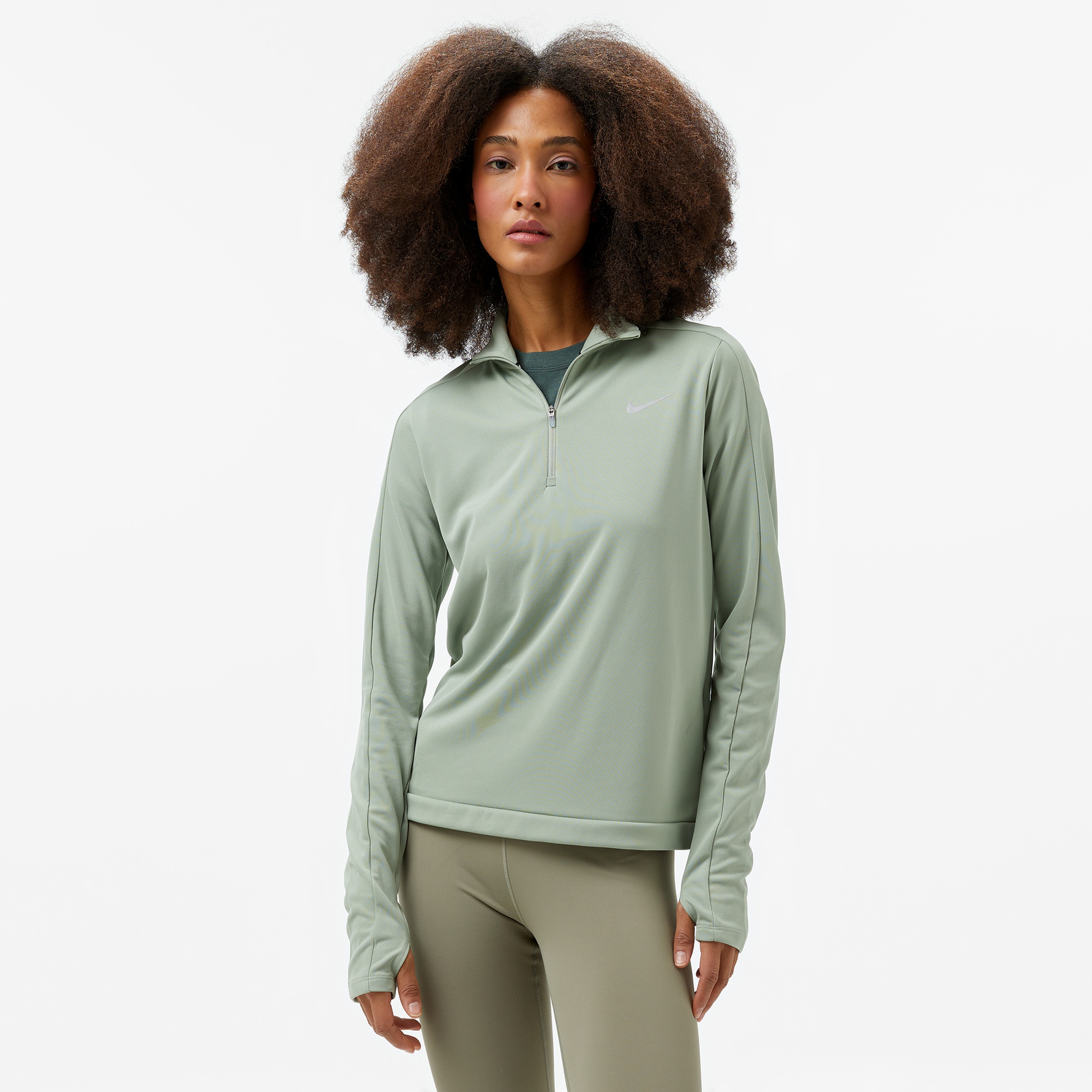 Nike Dri-Fit Pacer Kadın Yeşil Uzun Kollu T-Shirt