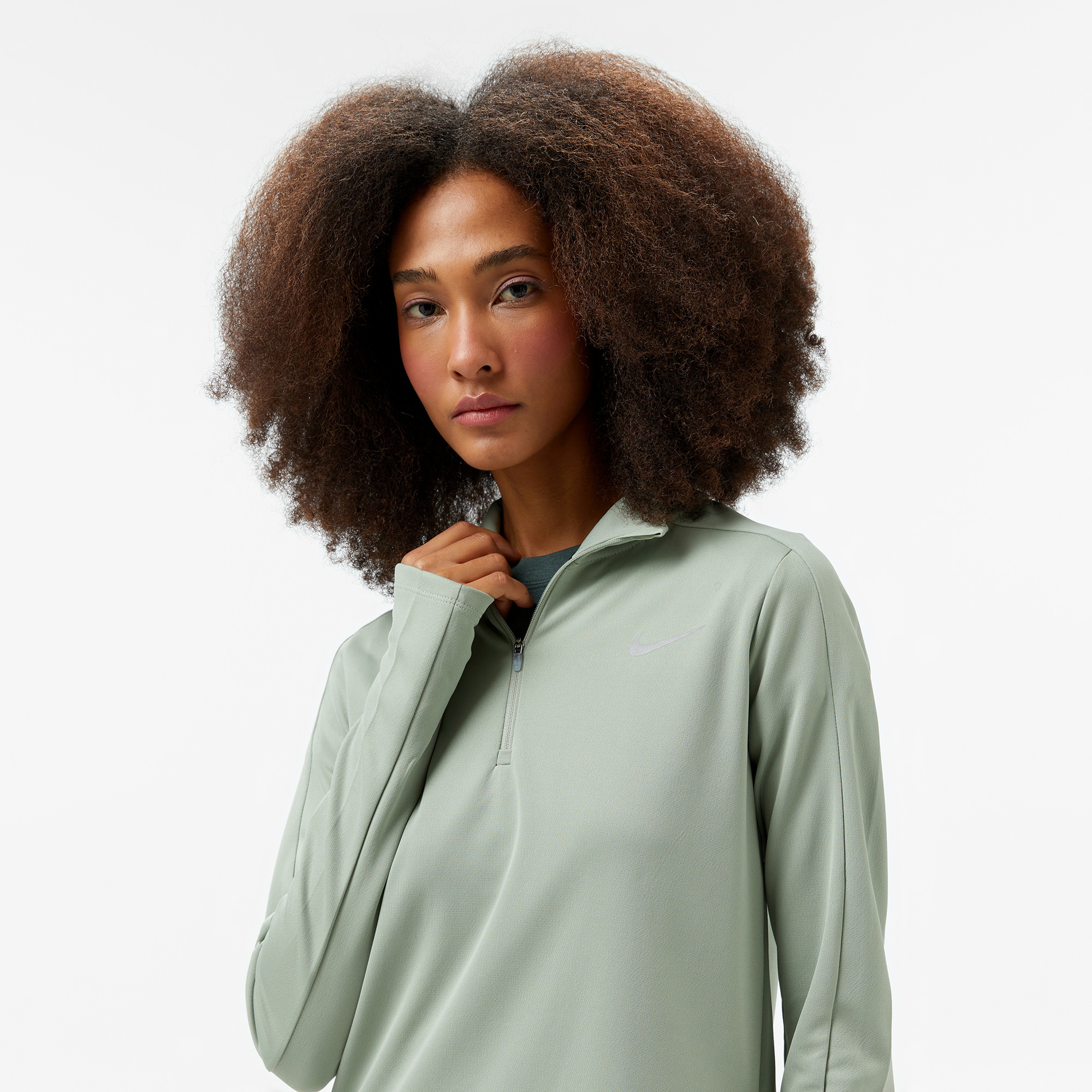 Nike Dri-Fit Pacer Kadın Yeşil Uzun Kollu T-Shirt