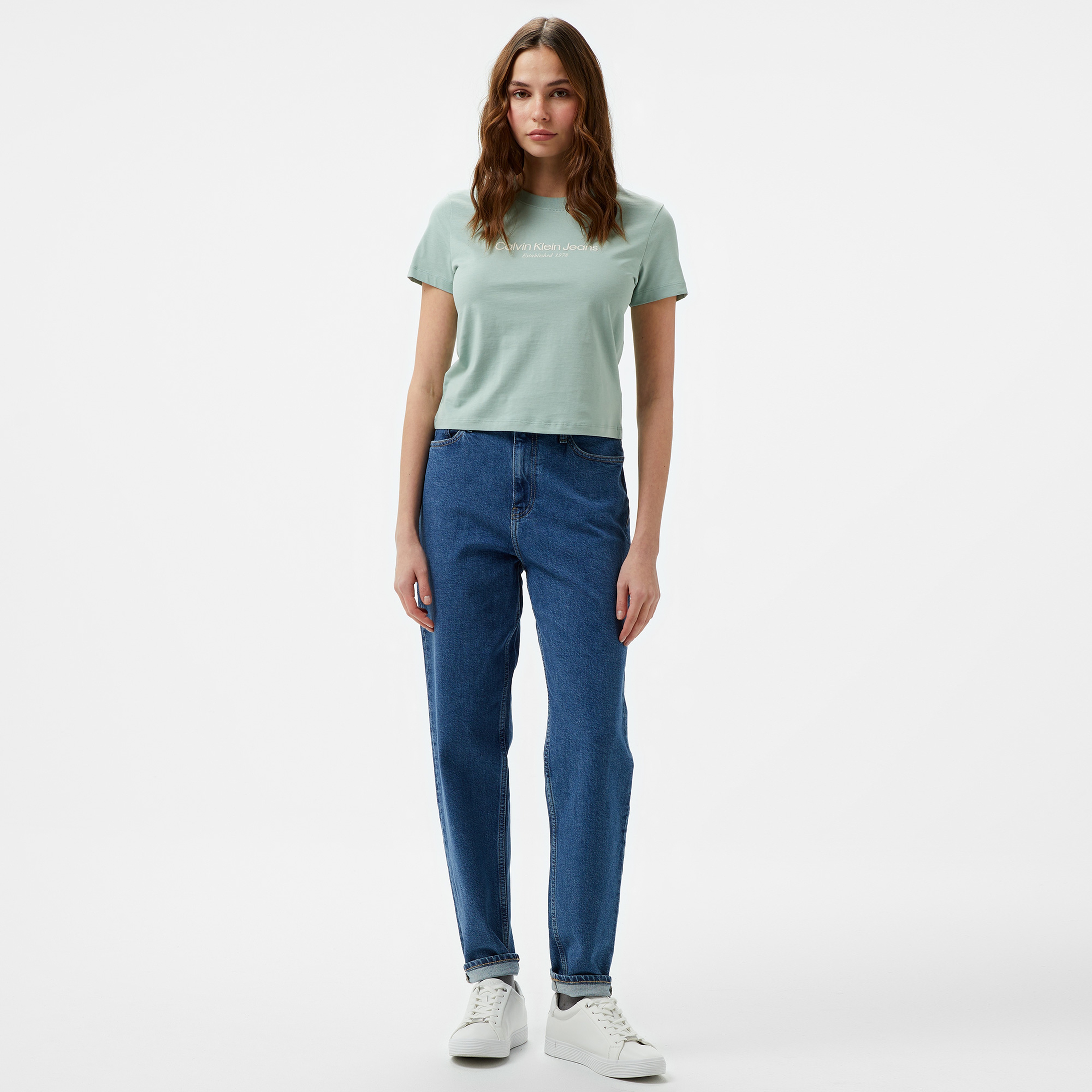 Calvin Klein Jeans Mom Kadın Mavi Jean