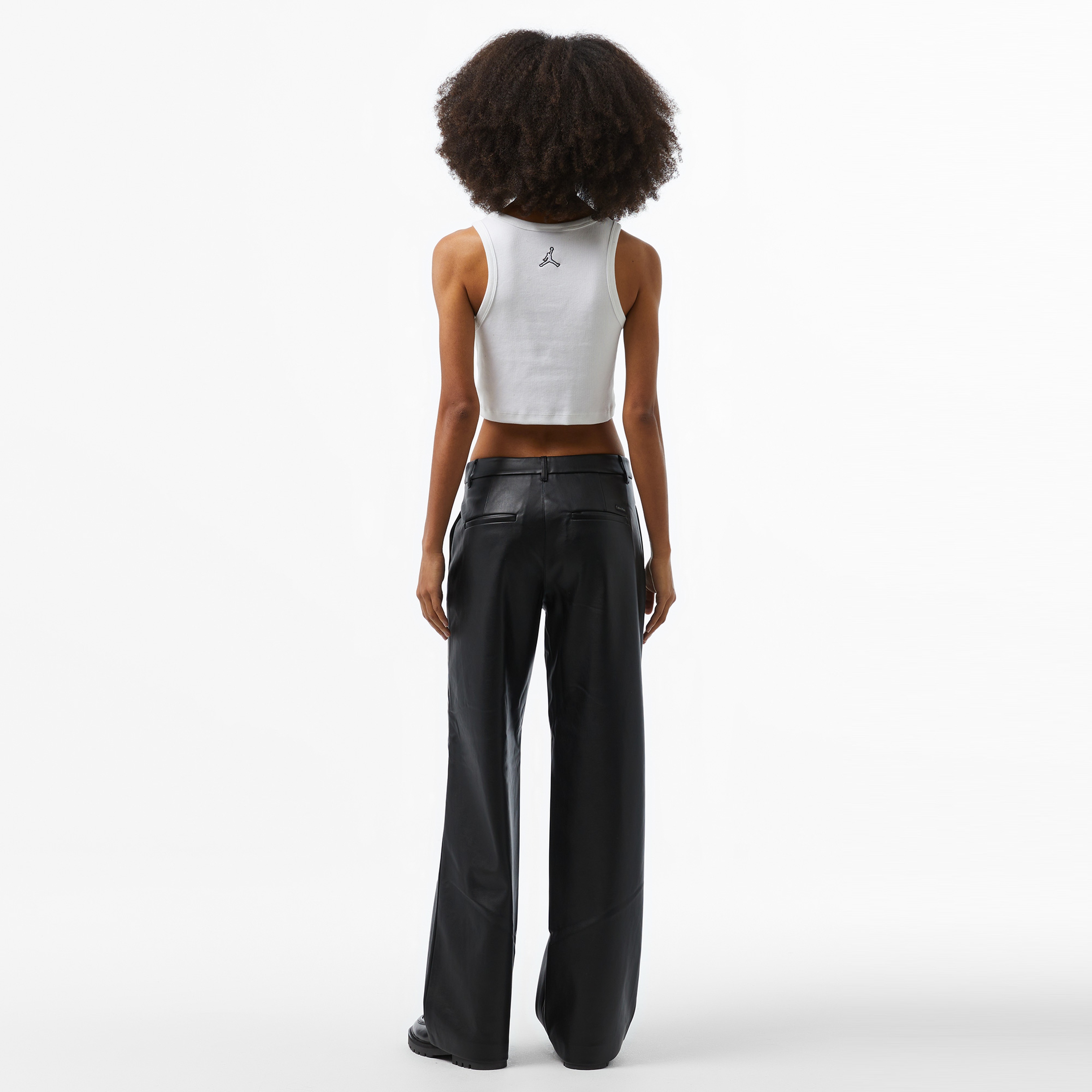 Calvin Klein Jeans Faux Leather Straight Kadın Siyah Pantolon