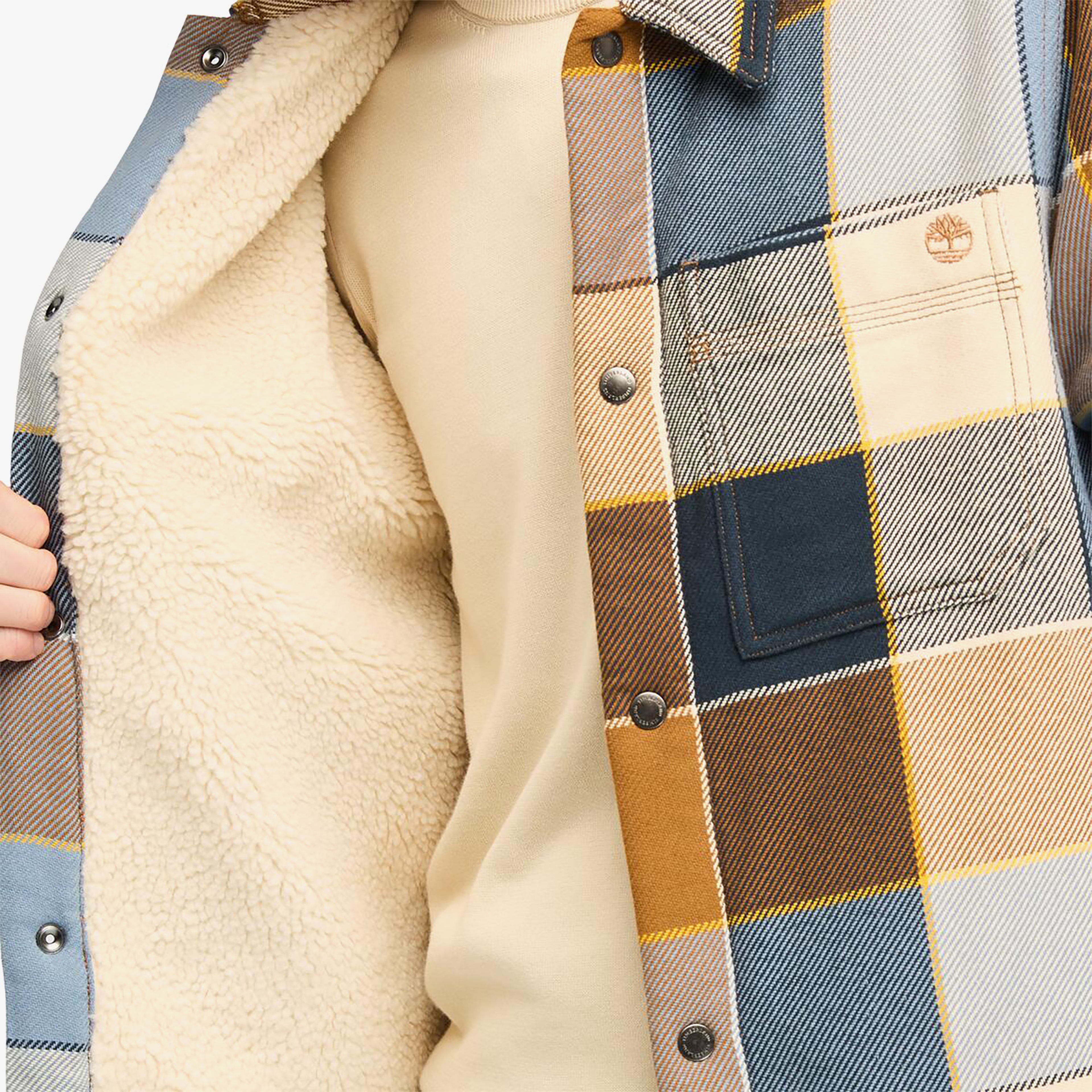 Timberland Sherpa Lined Plaid Erkek Krem Rengi Ceket