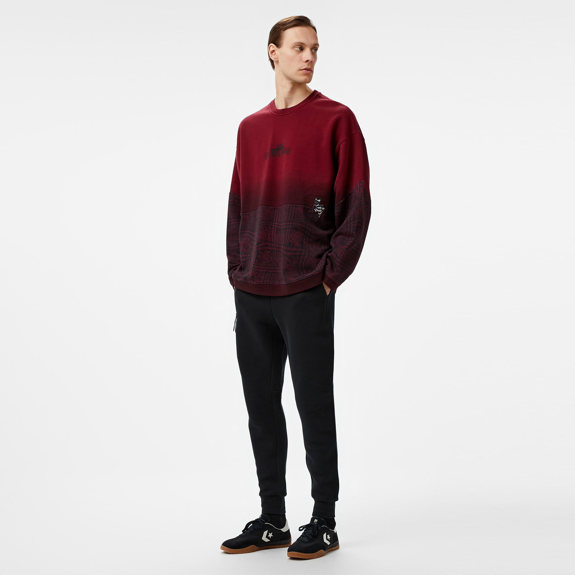 Les Benjamins 006 Erkek Bordo Sweatshirt