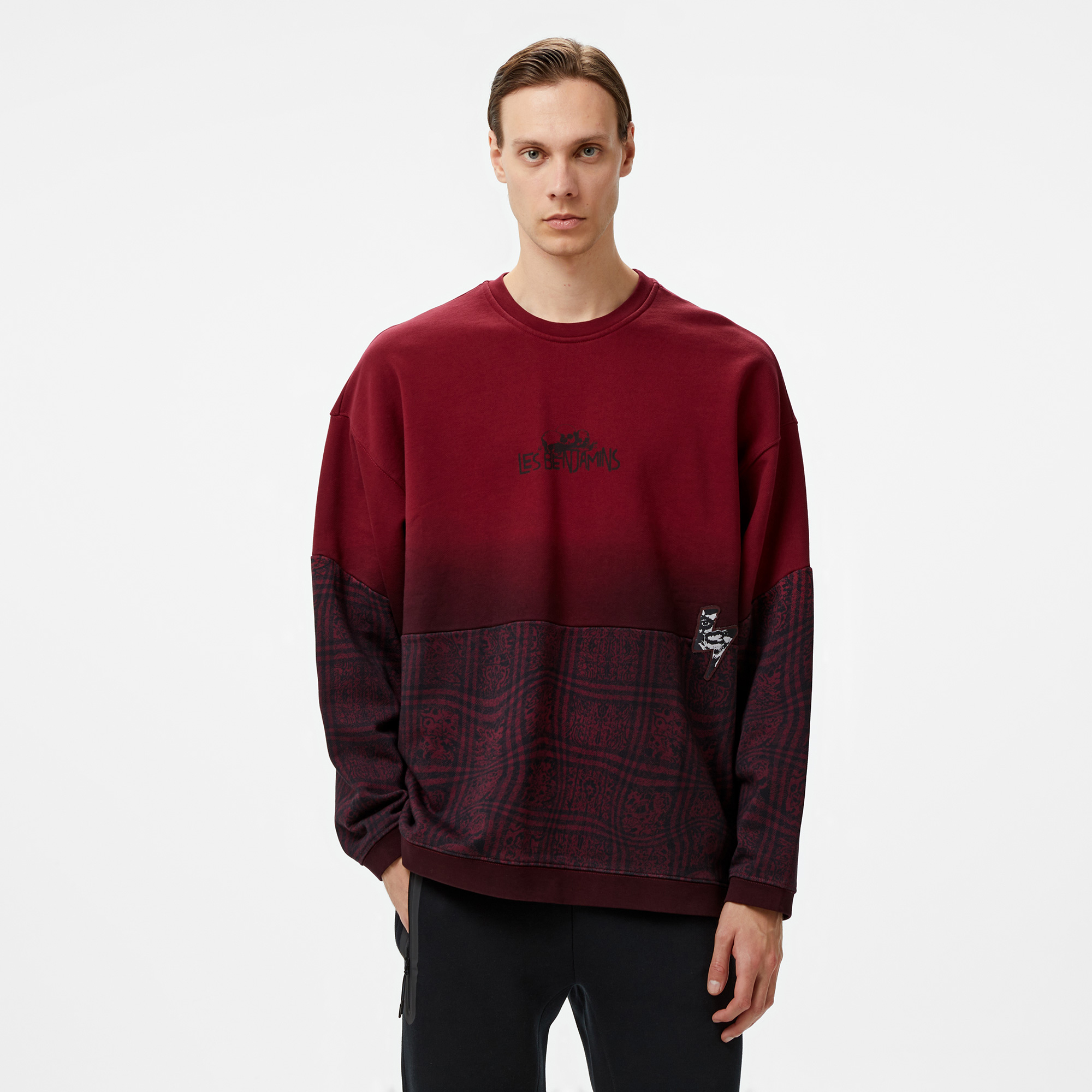 Les Benjamins 006 Erkek Bordo Sweatshirt