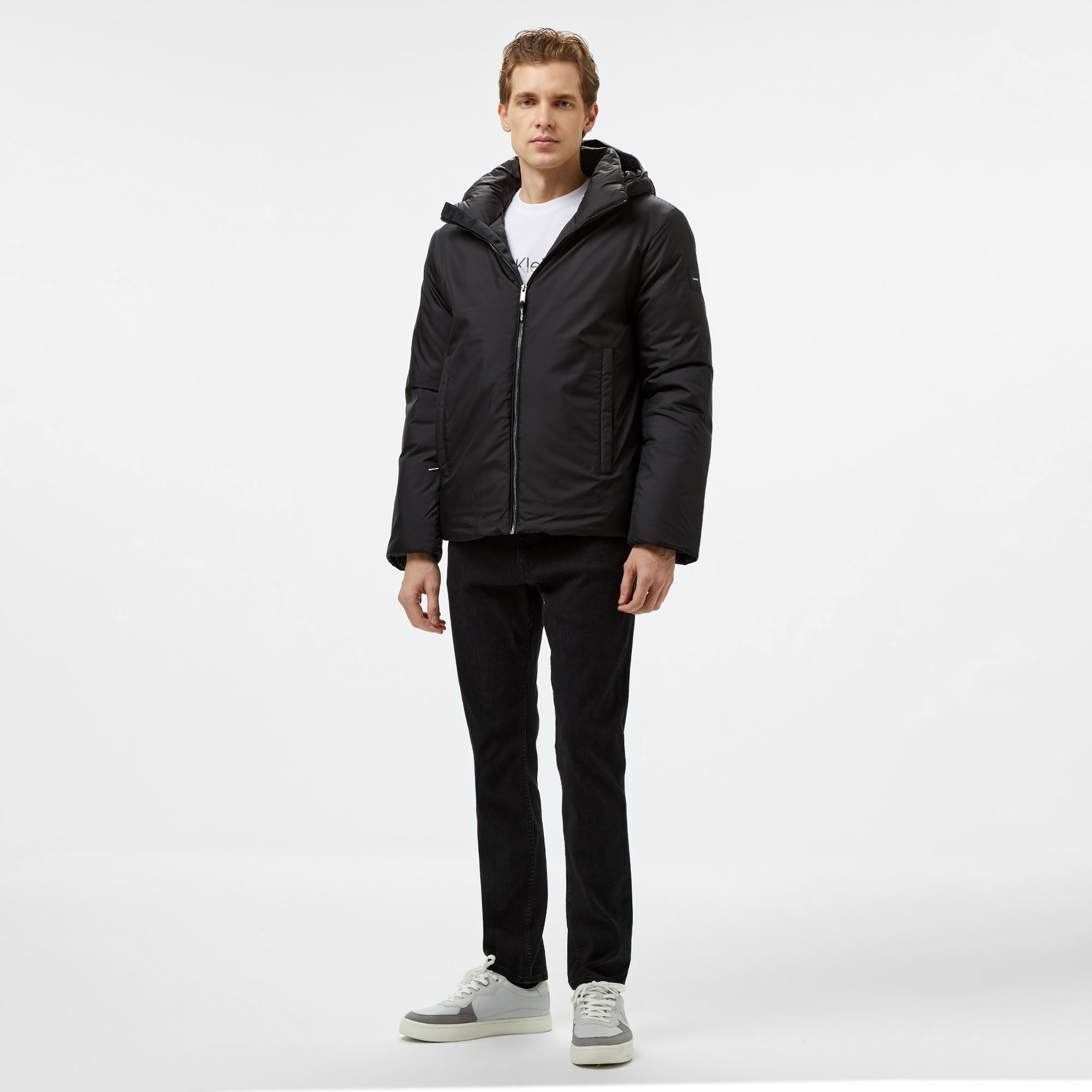 Calvin Klein Non Quilt Padded Hooded Erkek Siyah Ceket