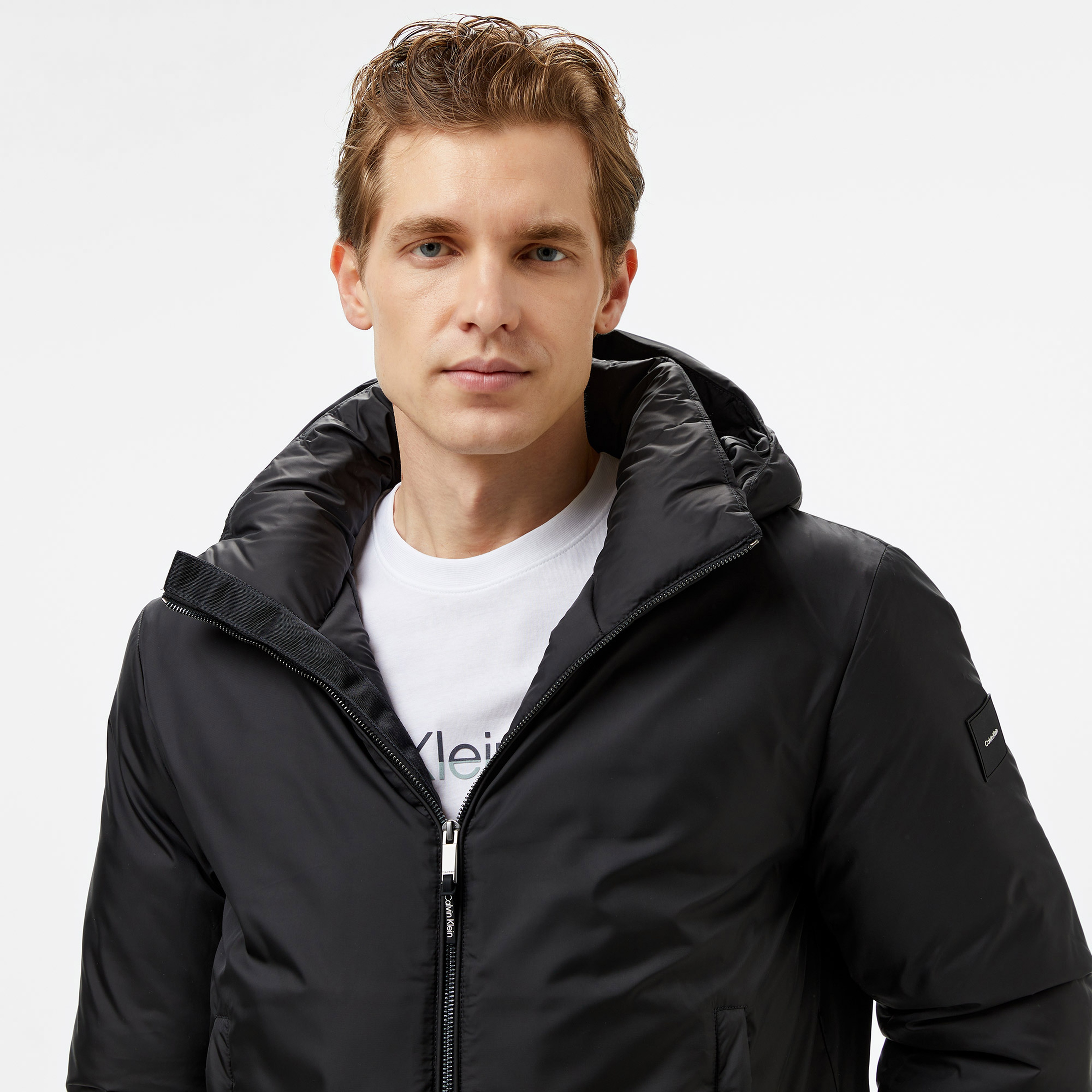 Calvin Klein Non Quilt Padded Hooded Erkek Siyah Ceket