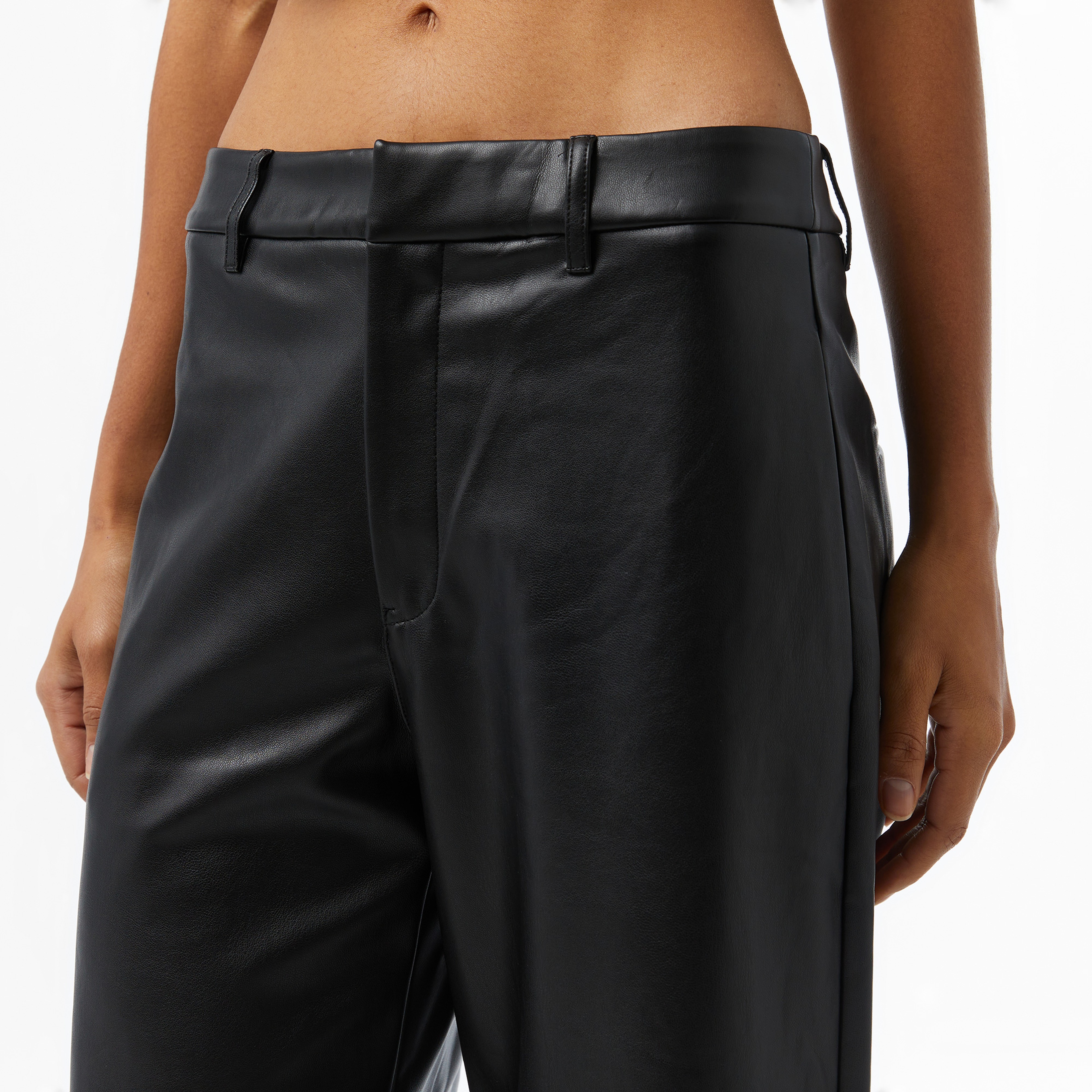 Calvin Klein Jeans Faux Leather Straight Kadın Siyah Pantolon