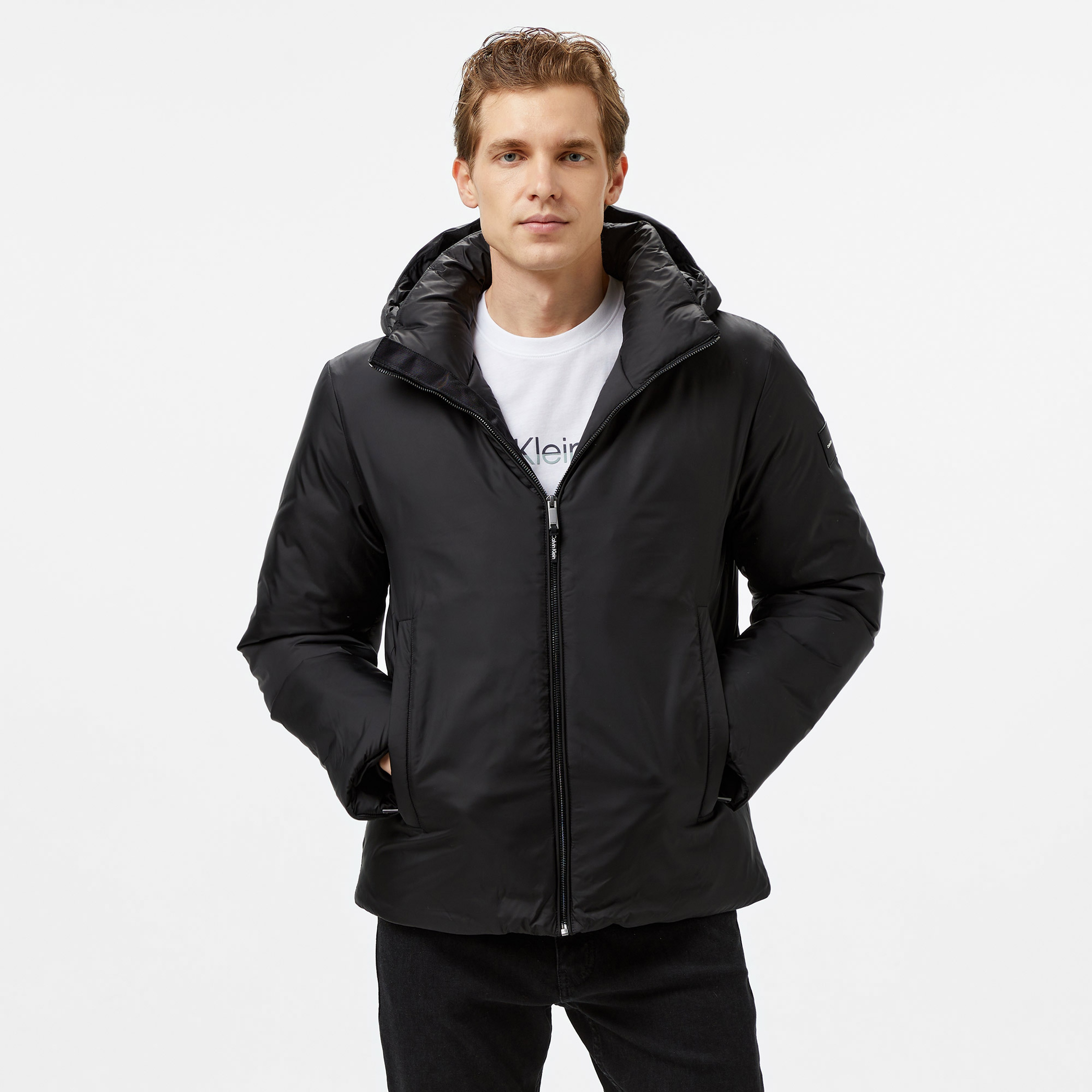Calvin Klein Non Quilt Padded Hooded Erkek Siyah Ceket