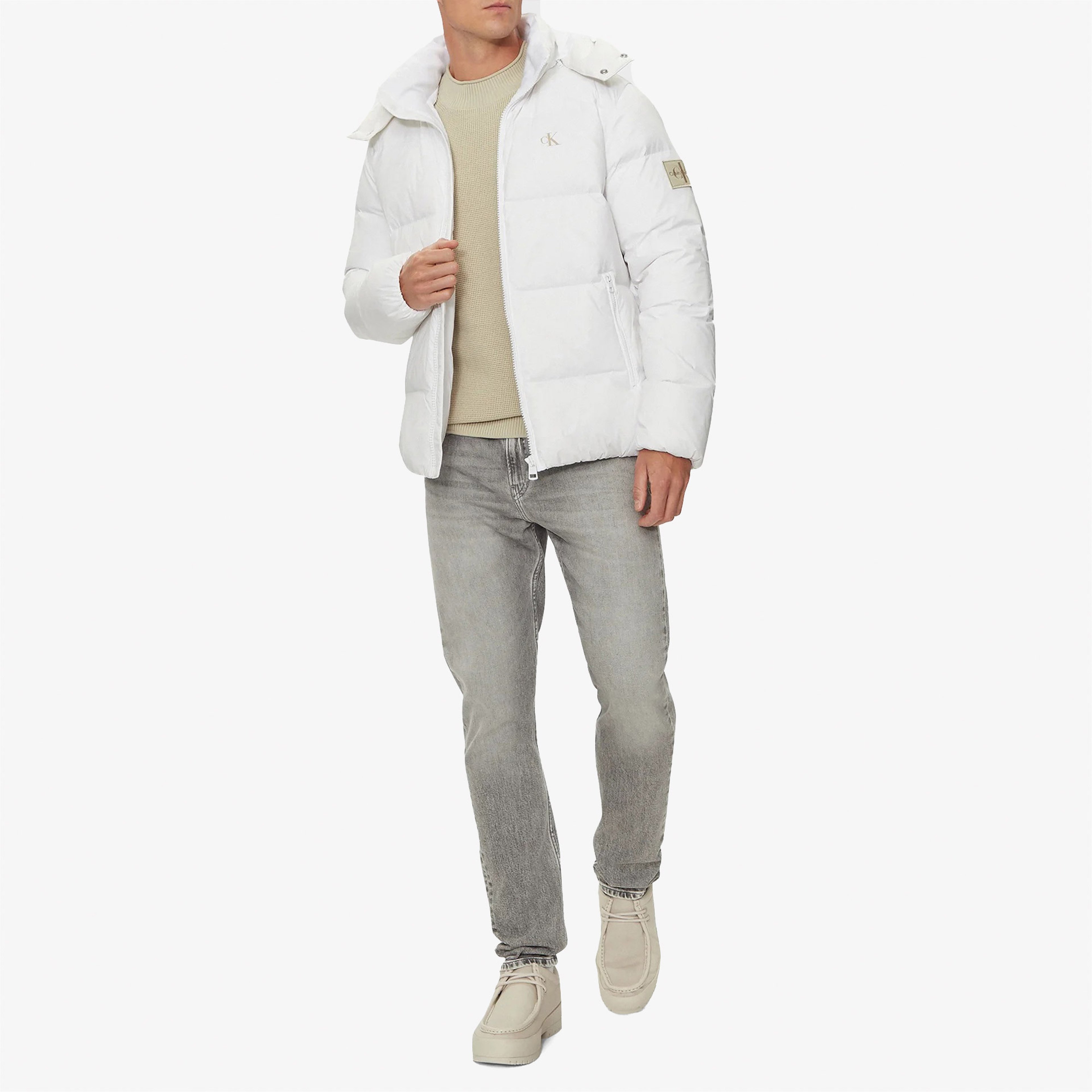 Calvin Klein Jeans Erkek Beyaz Mont