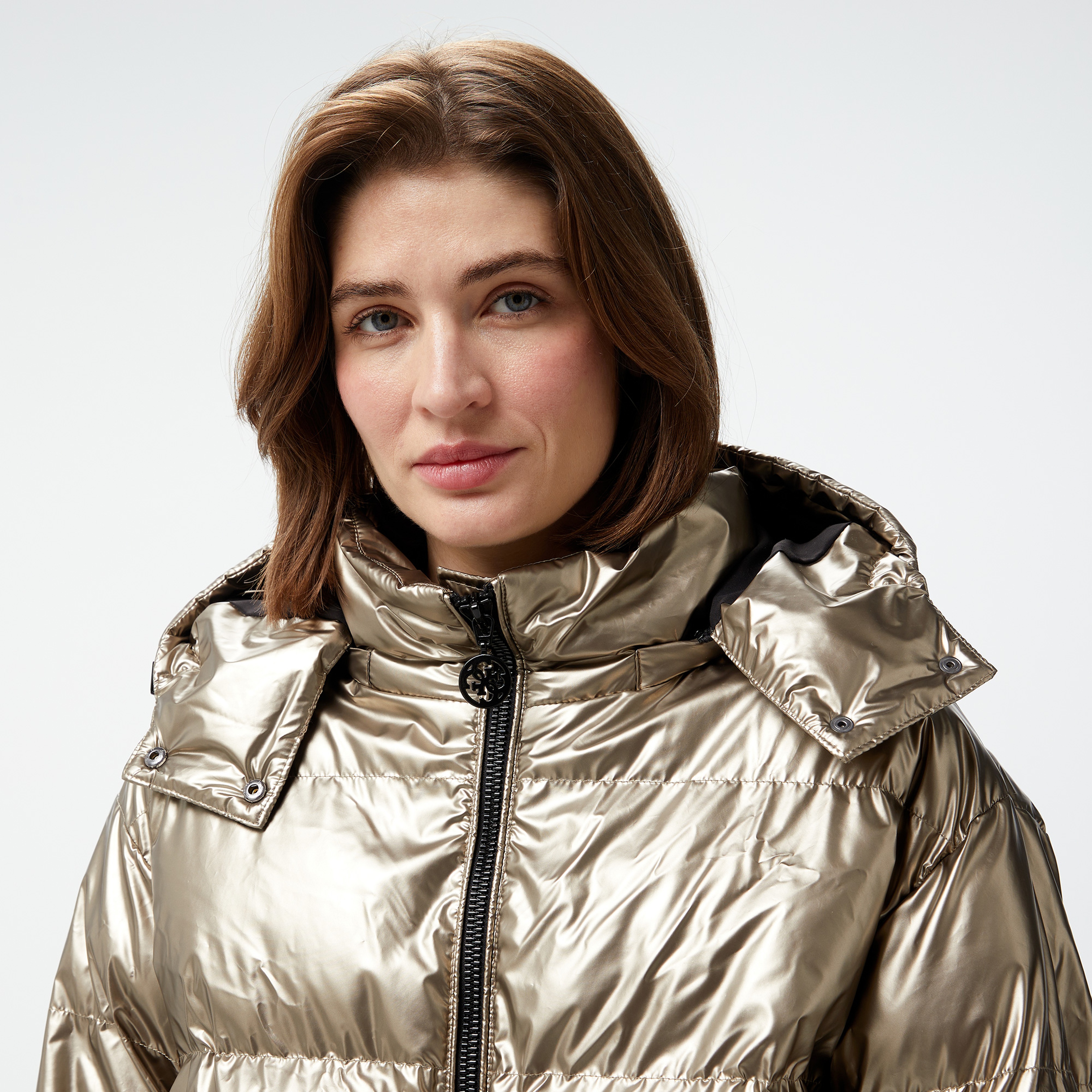 Guess Bice Poly Metallic Coated Kadın Sarı Mont