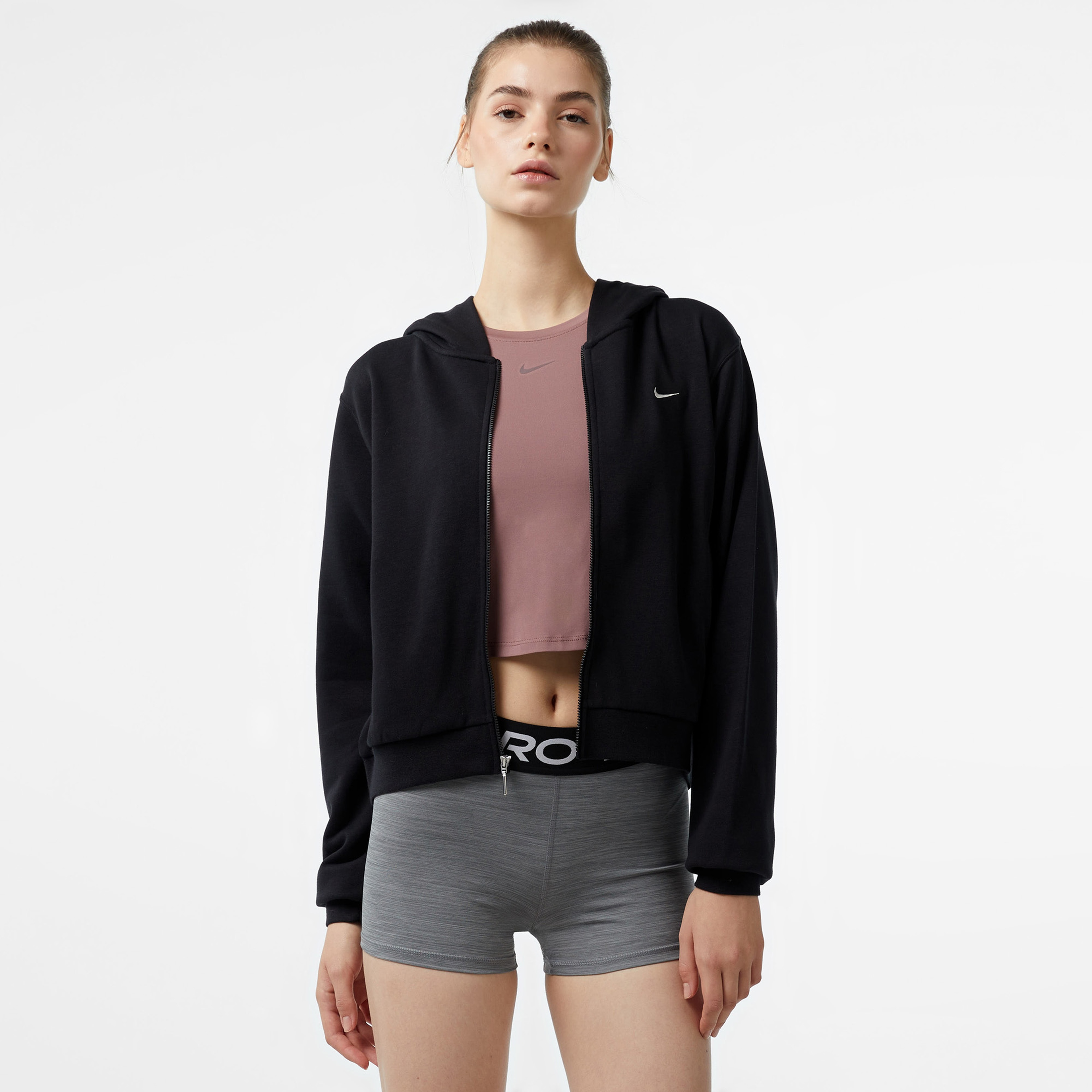 Nike Loose Full-Zip Kadın Siyah Sweatshirt