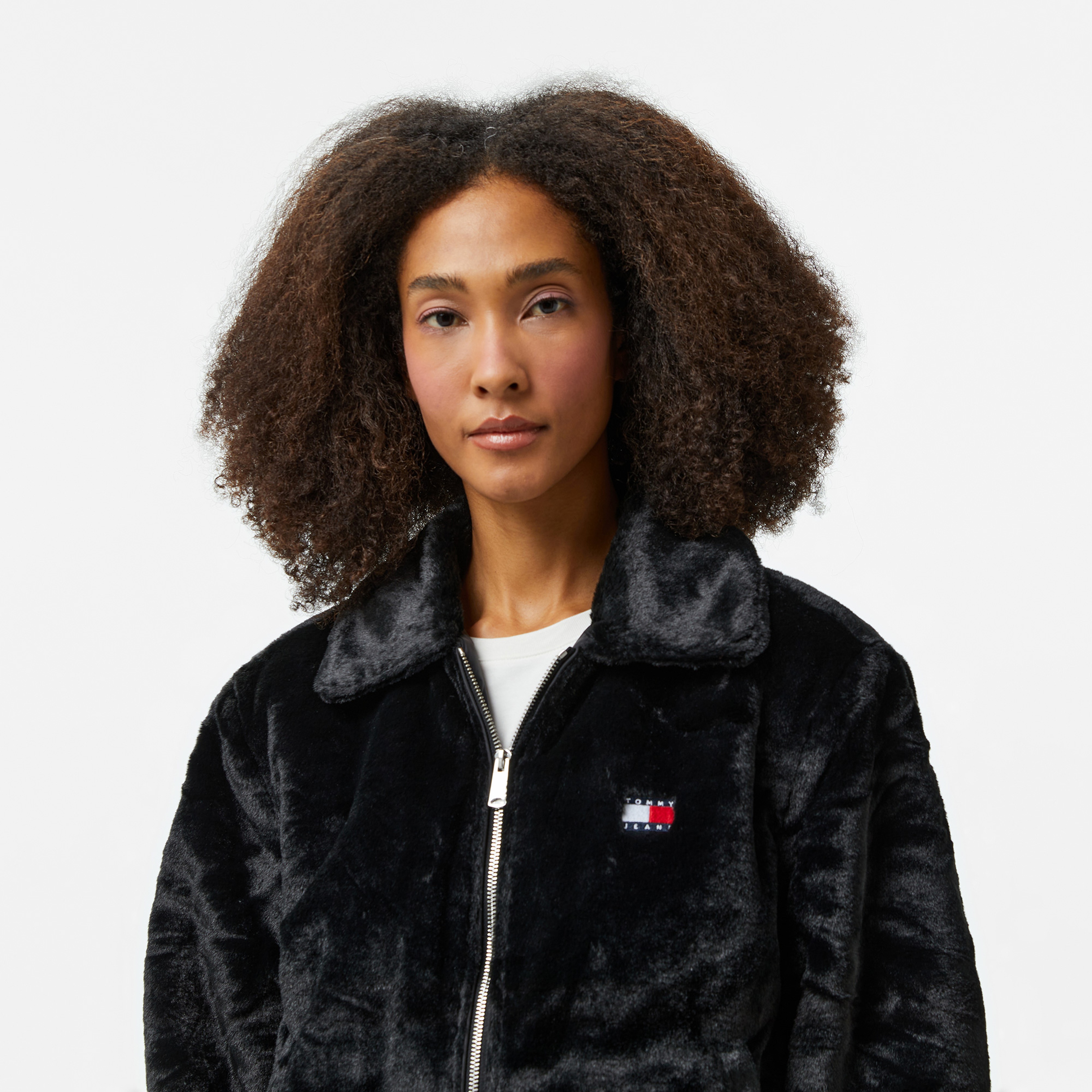 Tommy Hilfiger Jeans Faux Fur Kadın Siyah Bomber Ceket