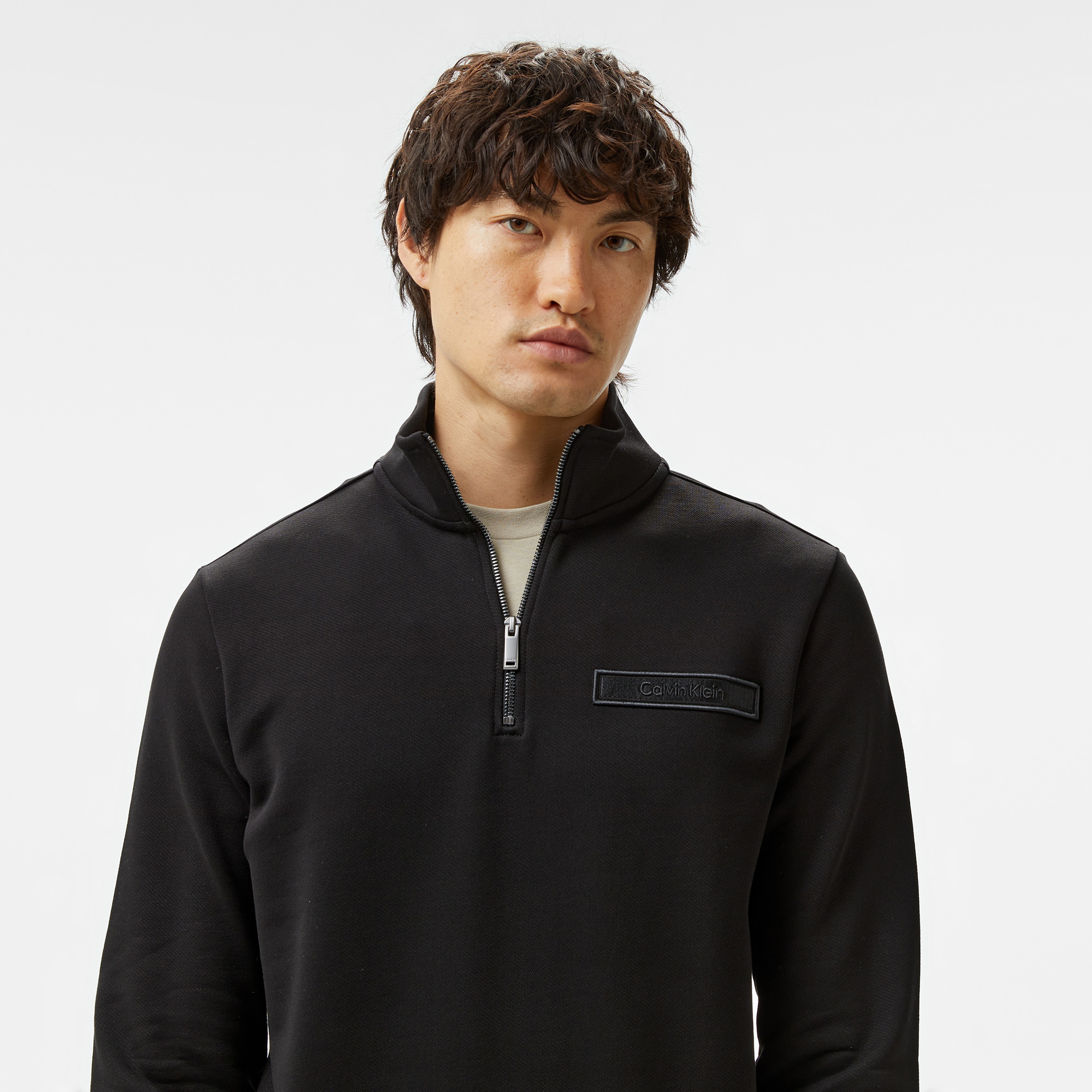 Calvin Klein Embroıdered Logo Peached Erkek Siyah Sweatshirt