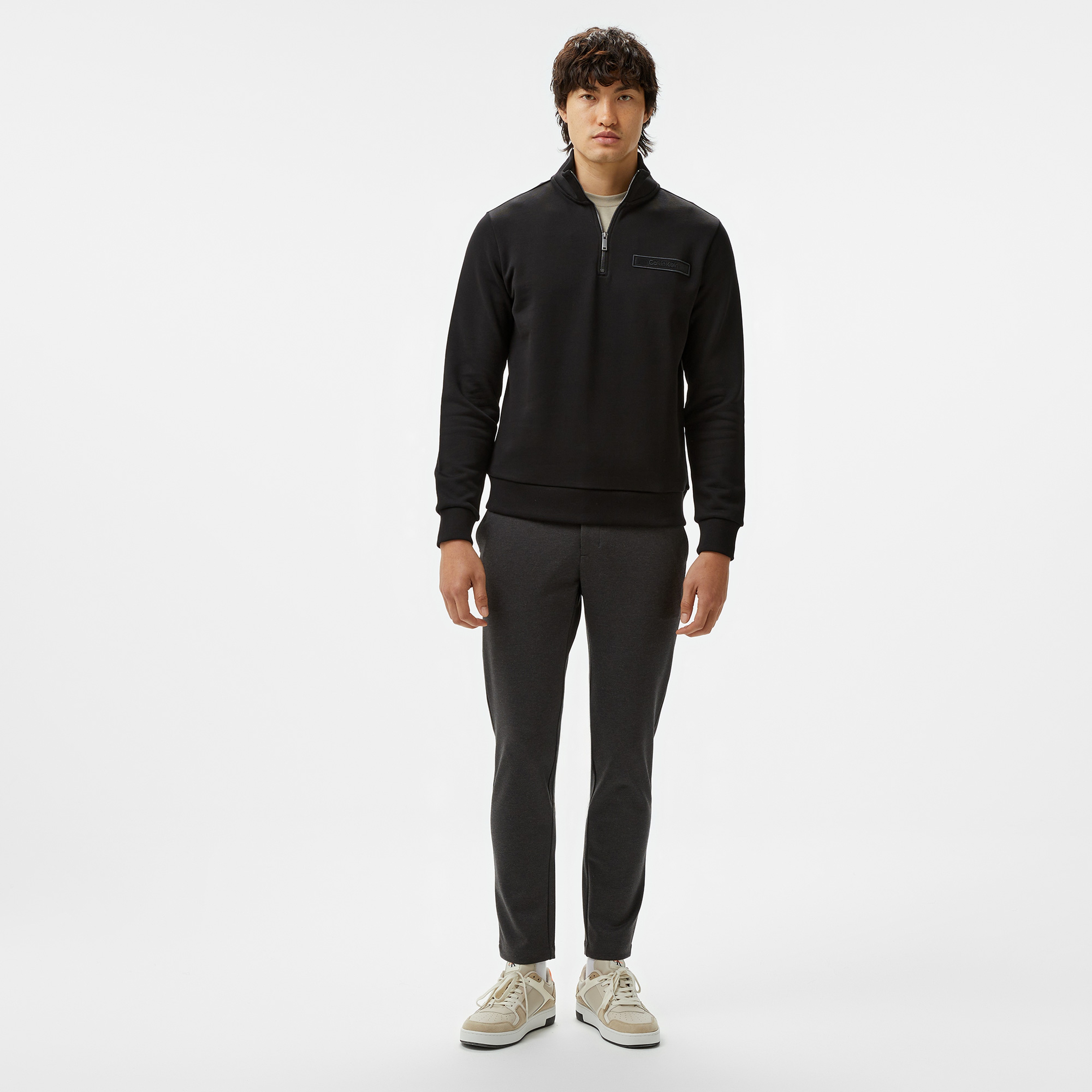 Calvin Klein Embroıdered Logo Peached Erkek Siyah Sweatshirt