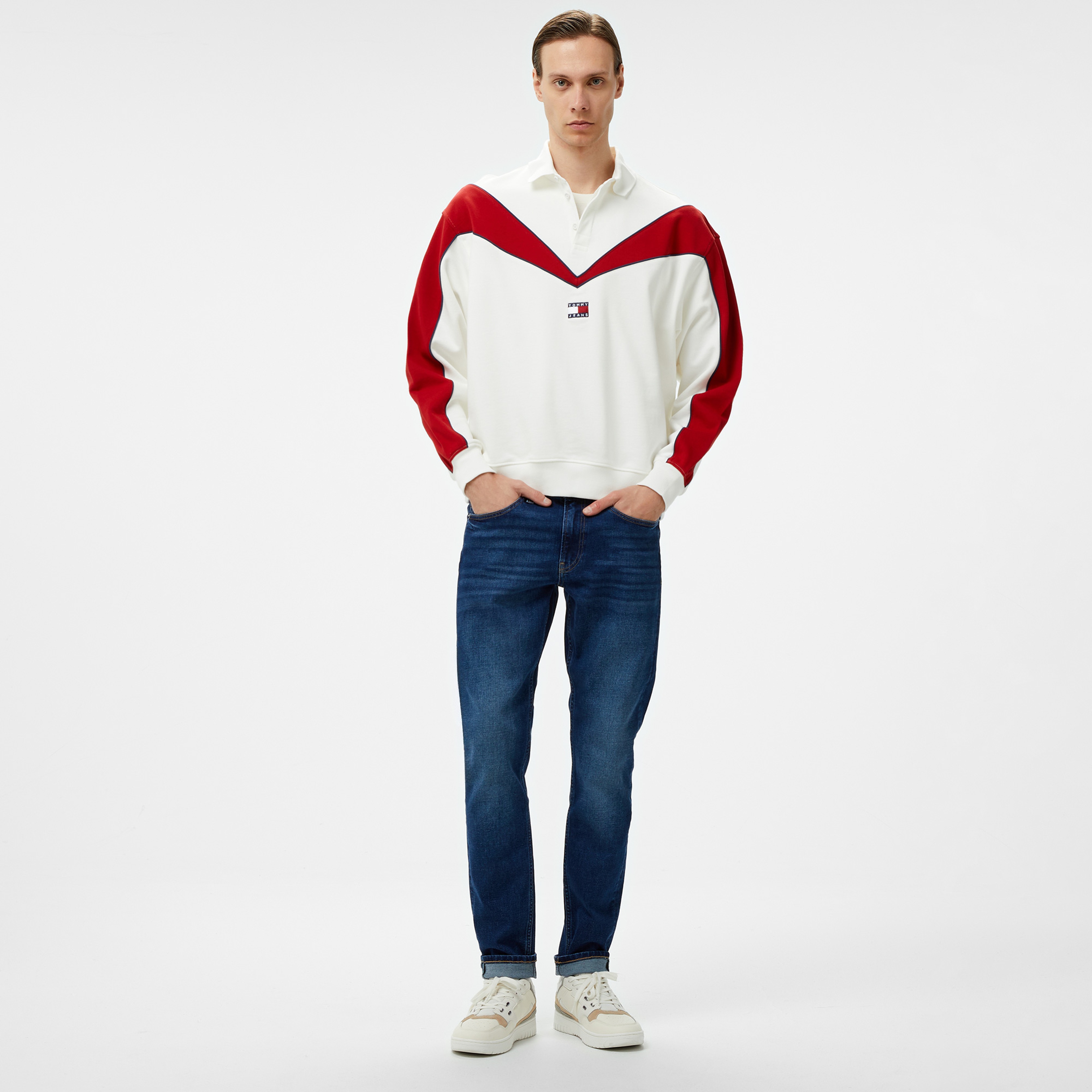 Tommy Hilfiger Jeans Tj Game Day Rugby Erkek Beyaz Hoodie