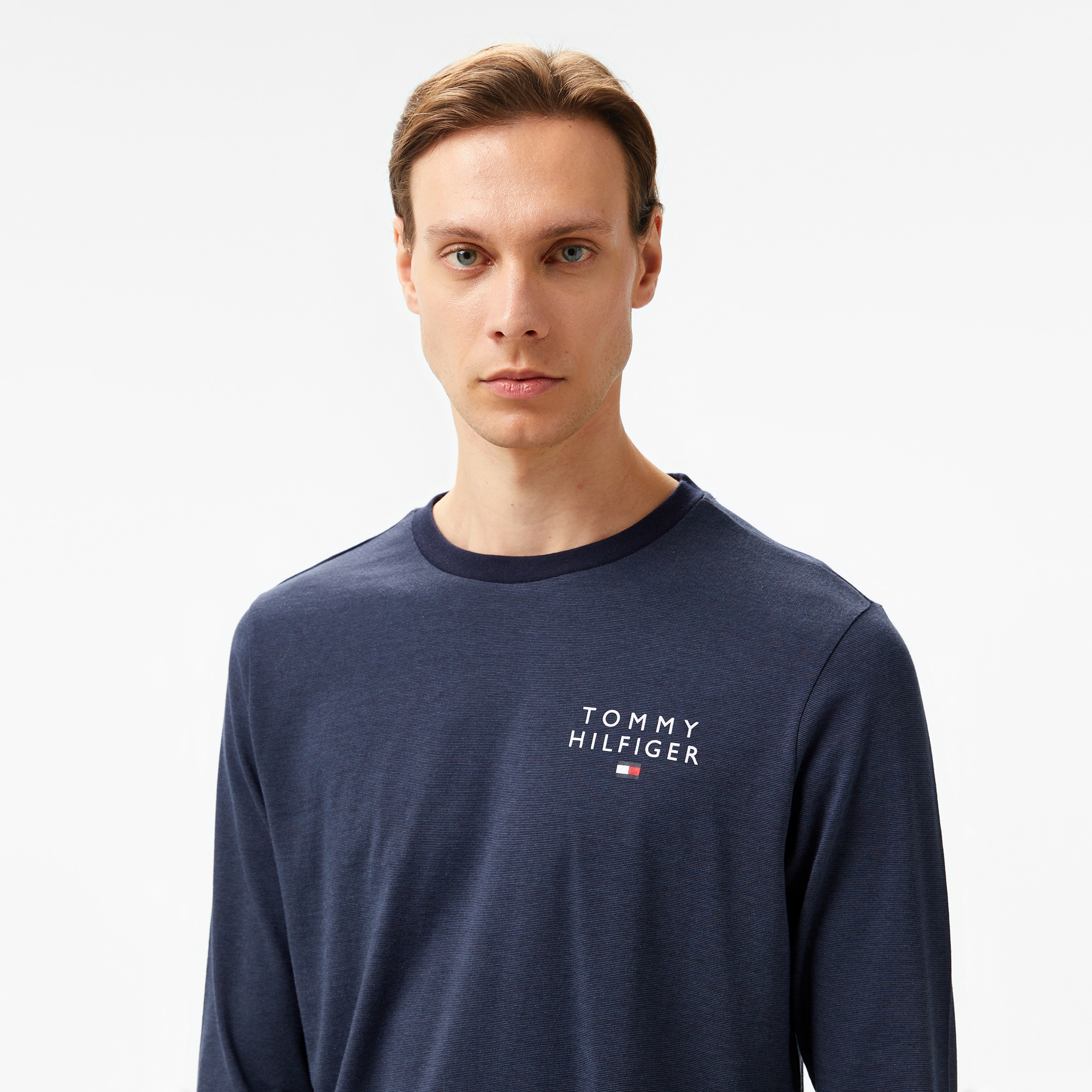 Tommy Hilfiger Jersey - Mini Stripe Erkek Mavi Pijama