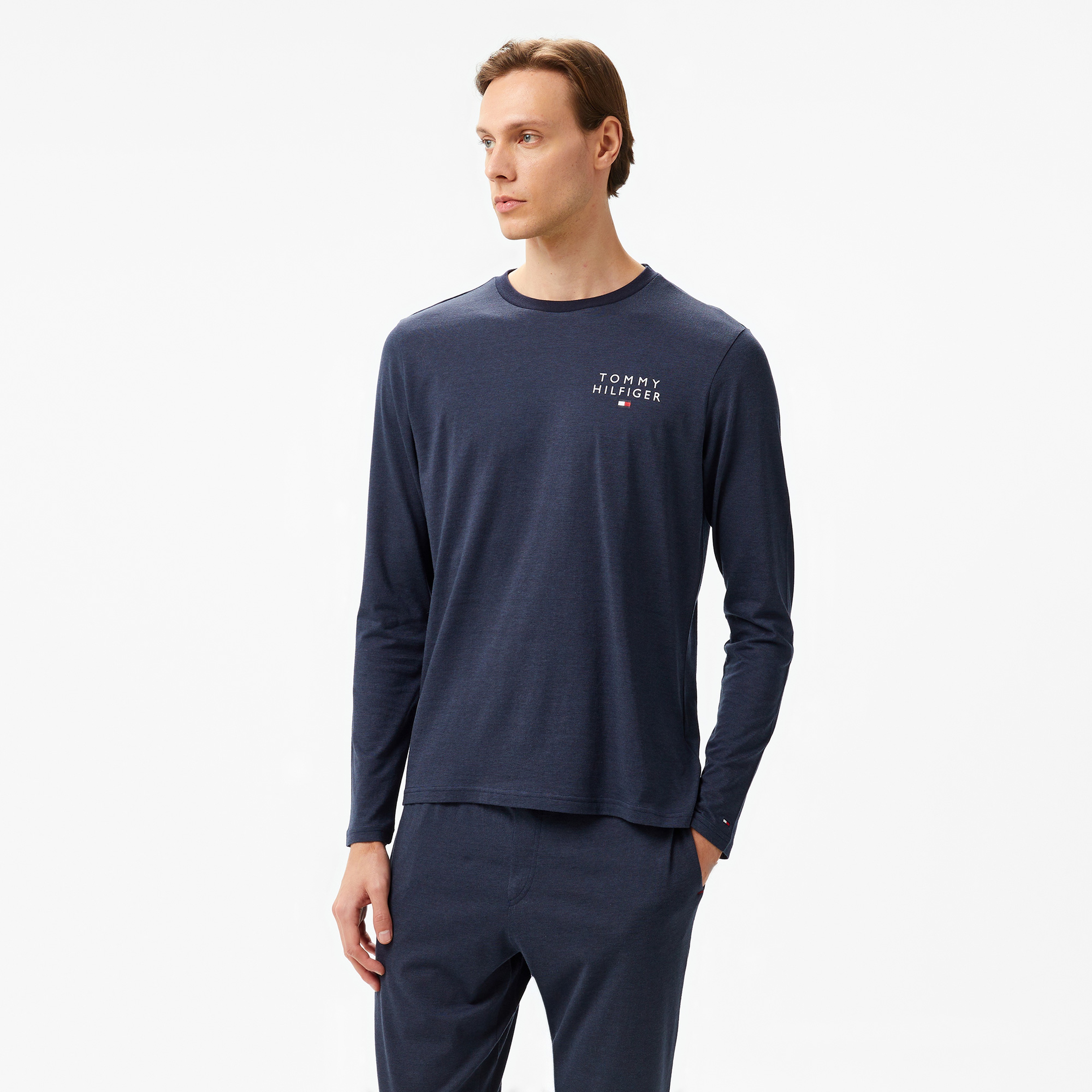 Tommy Hilfiger Jersey - Mini Stripe Erkek Mavi Pijama