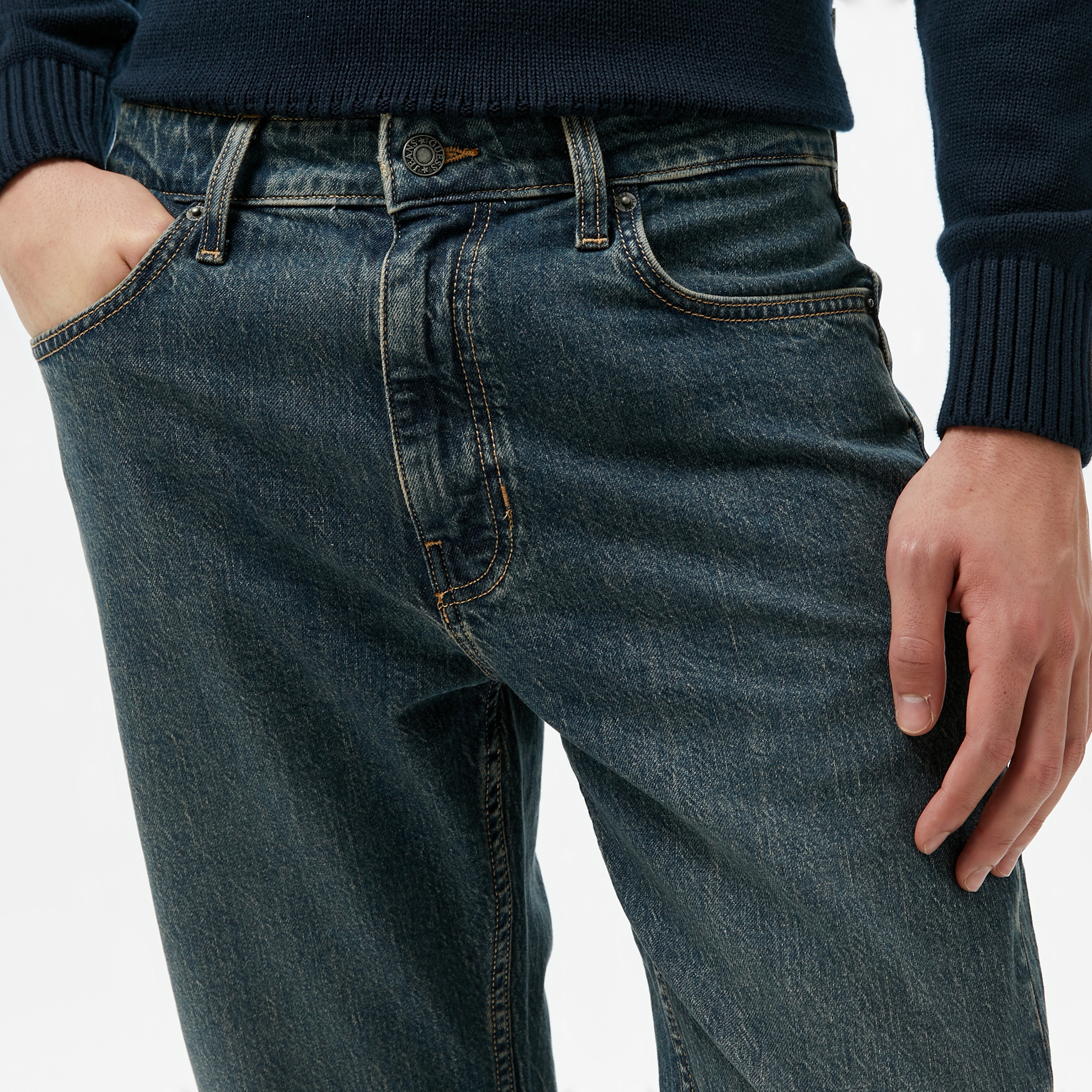 Guess G16 Straight Eco Co Arty Str Indigo Erkek Renkli Jean