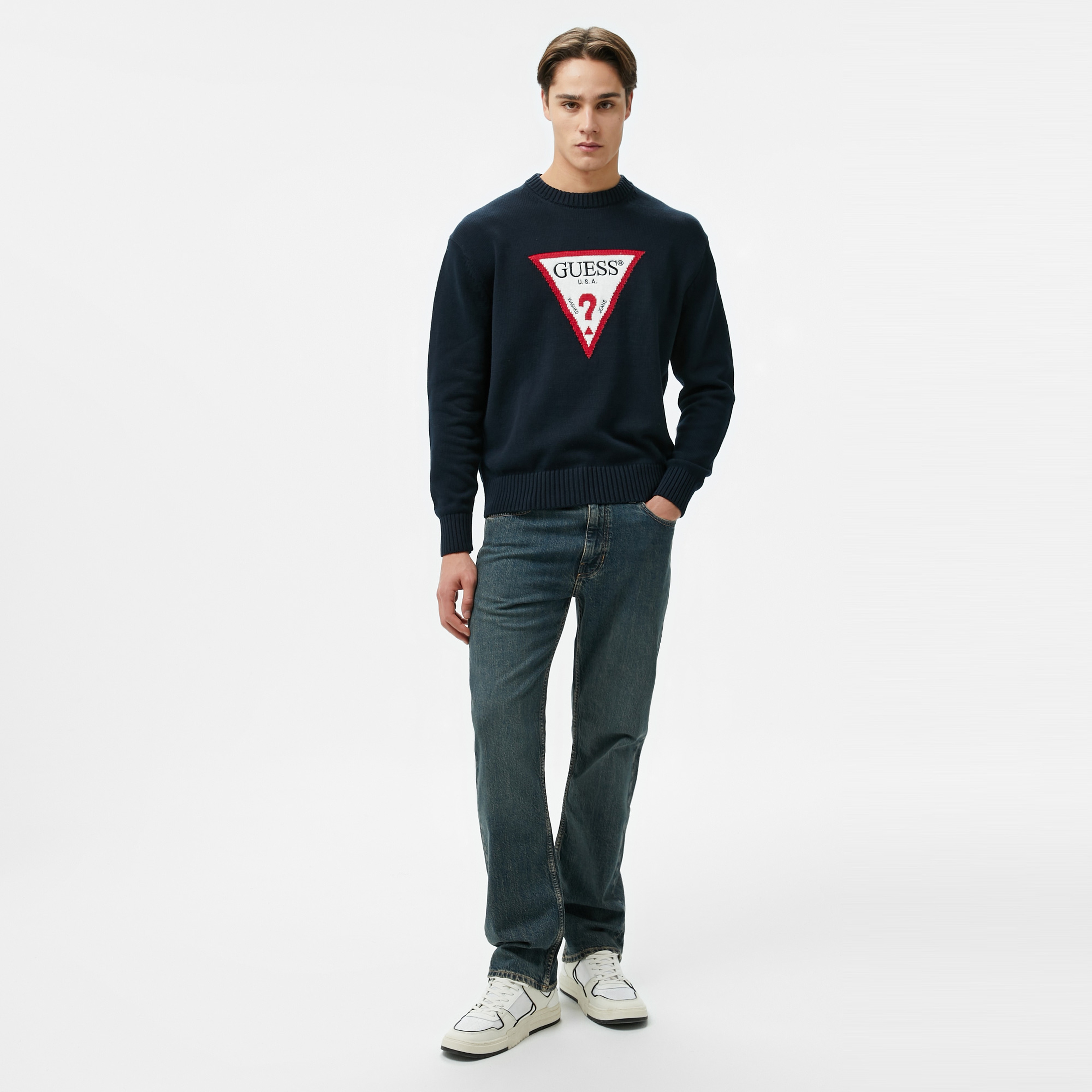 Guess G16 Straight Eco Co Arty Str Indigo Erkek Renkli Jean